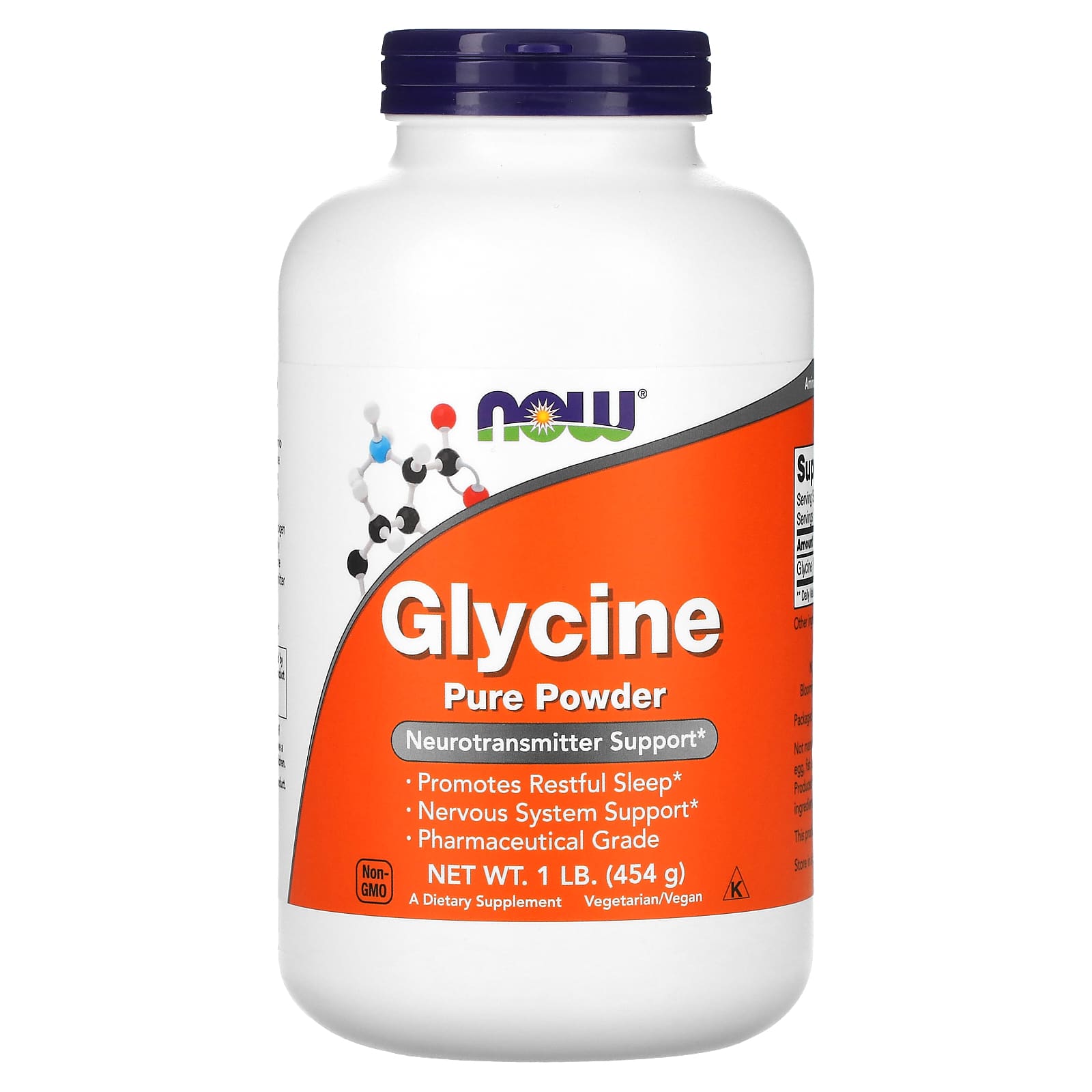 Glicina em pó puro, 454 g, Now Foods