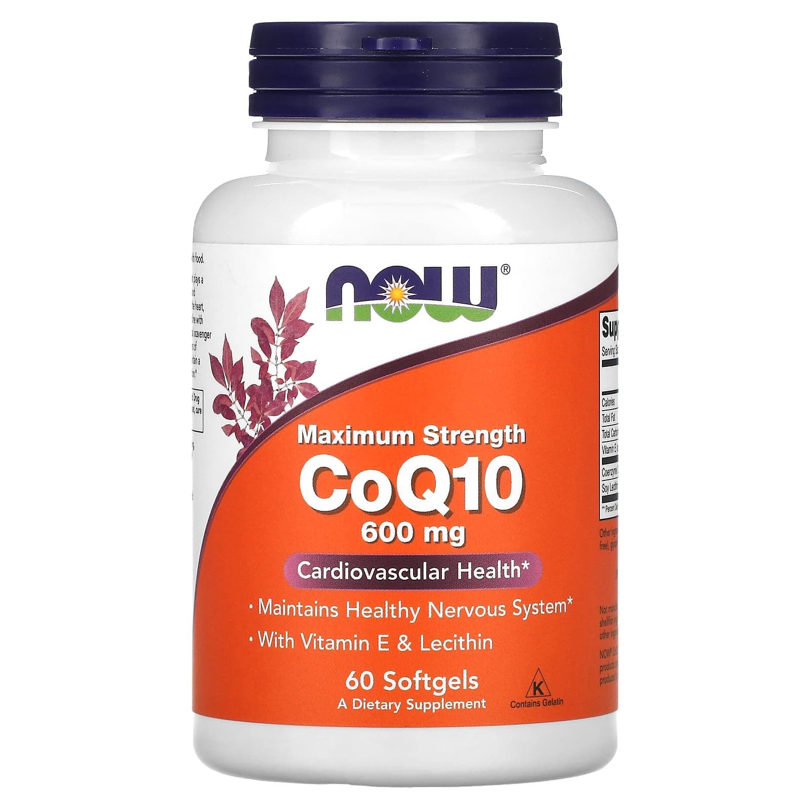 CoQ10 com Lecitina e Vitamina E - 600mg, 60 softgels, Now Foods