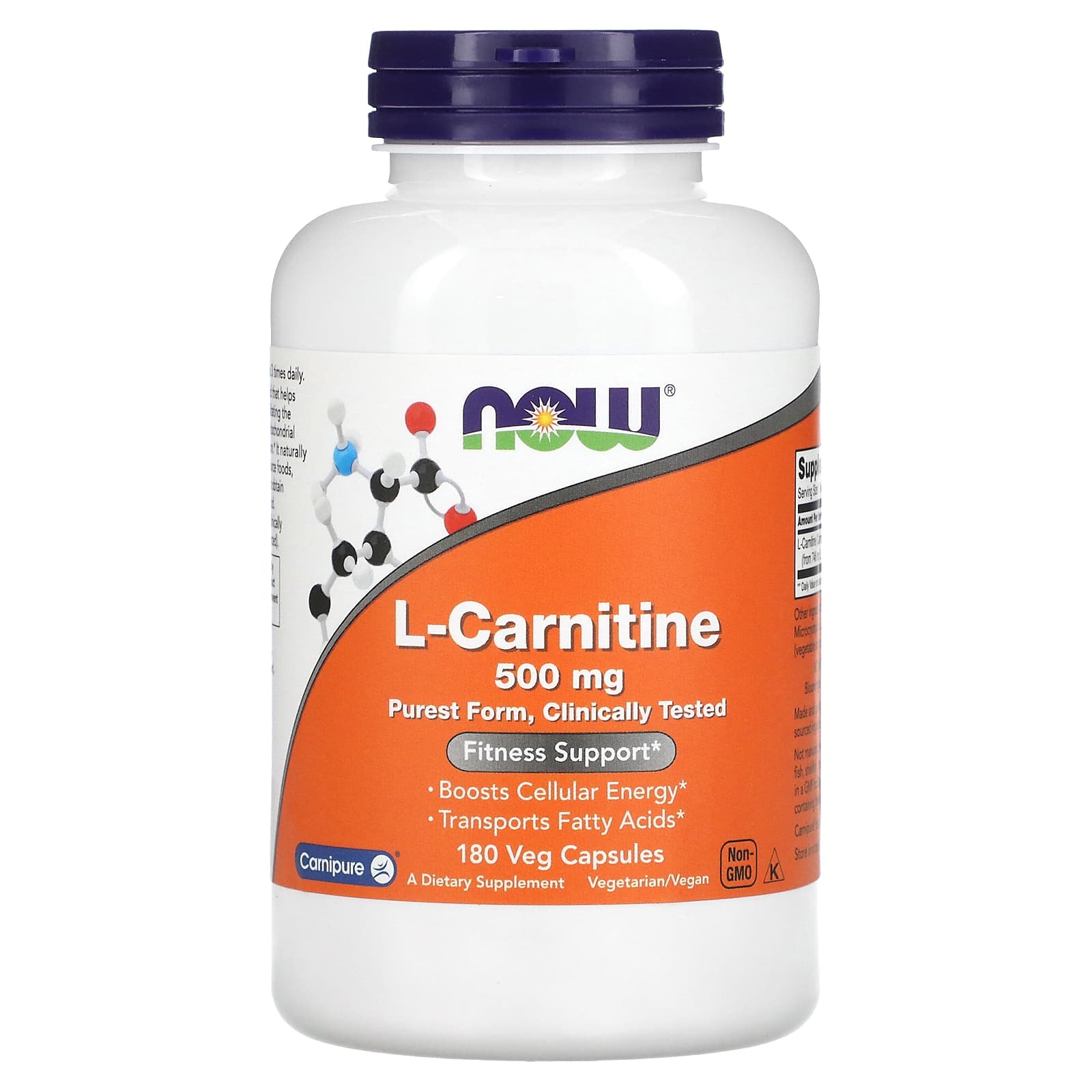 L-Carnitina - 500mg, 180 vcaps, Now Foods