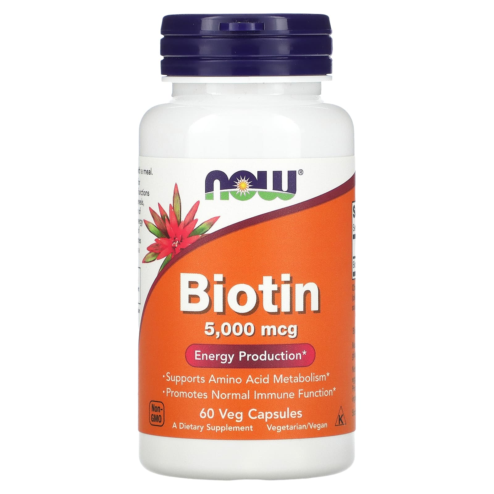 Biotina - 5000mcg, 60 vcaps, Now Foods