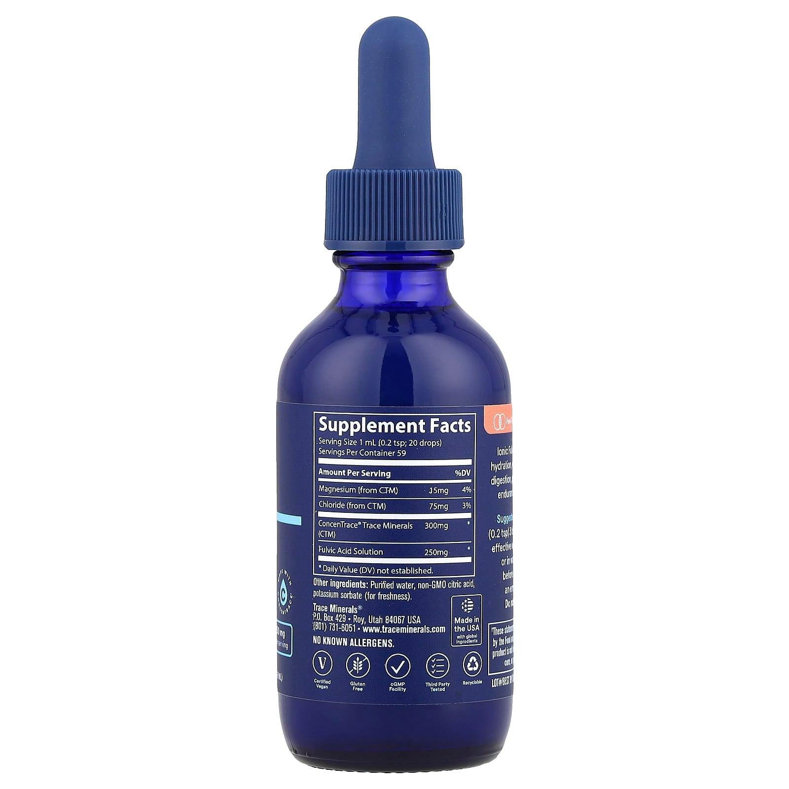 Ácido fúlvico iônico, 2 fl oz (59 ml), Trace Minerals Research