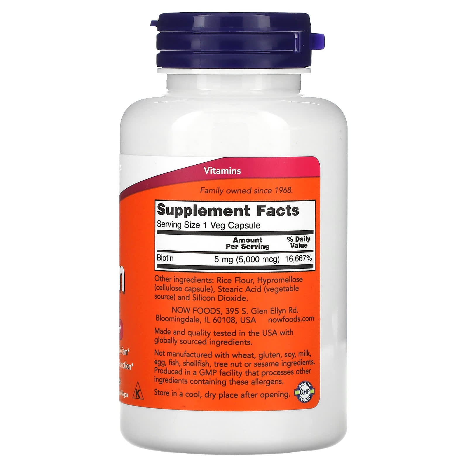 Biotina - 5000mcg, 120 vcaps, Now Foods