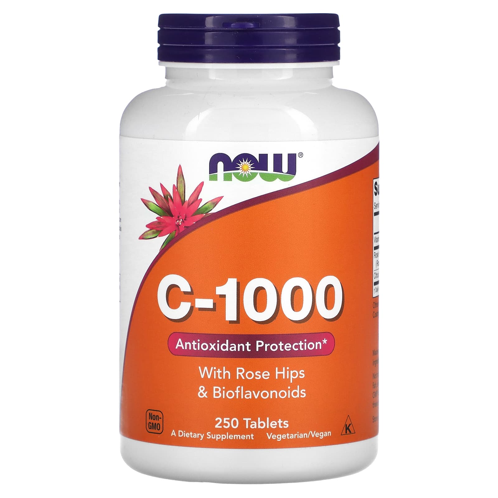 Vitamina C-1000 com Rosa Mosqueta e Bioflavonoides, 250 comprimidos, Now Foods