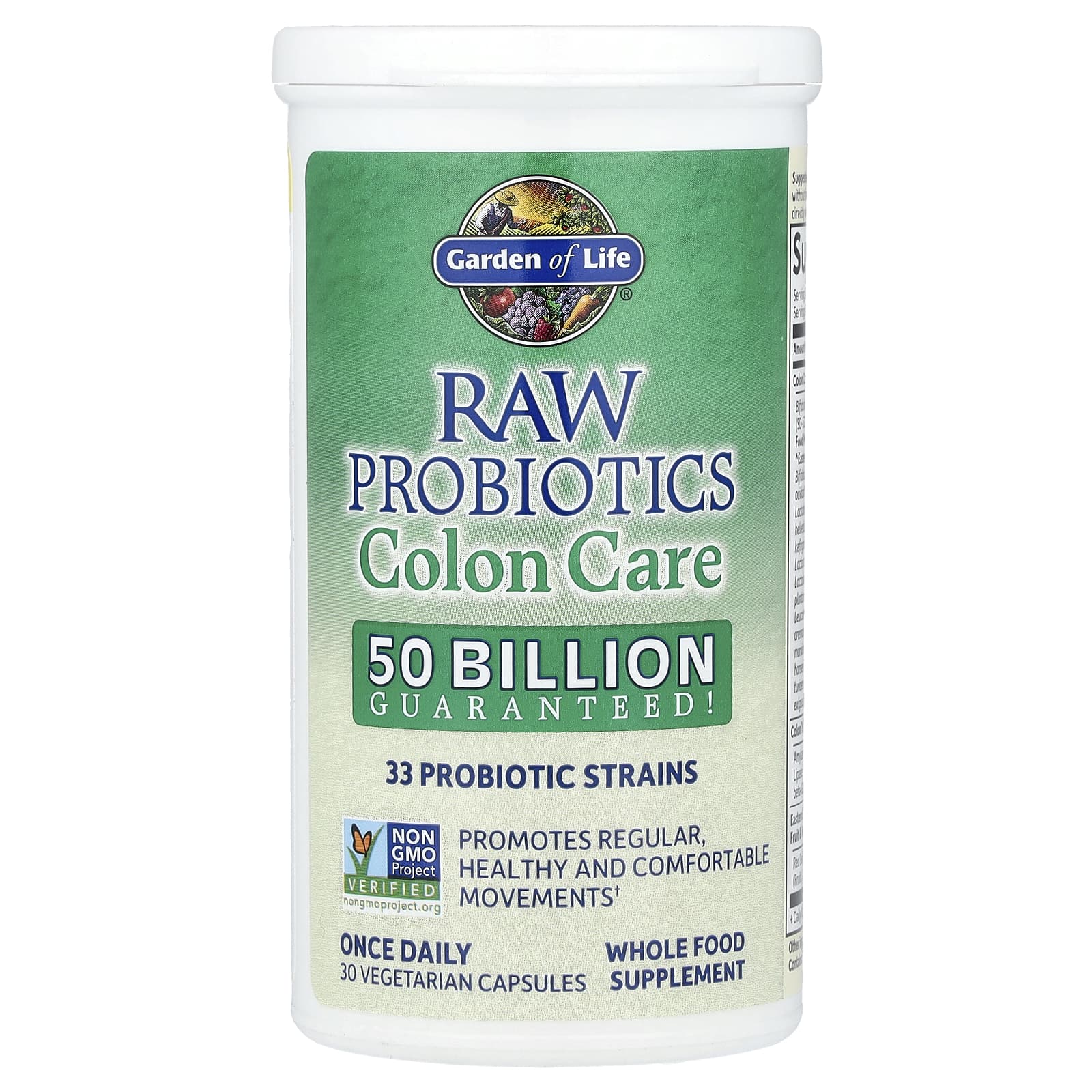 Raw Probiotics Colon Care - 30 cápsulas vegetais, Garden of Life
