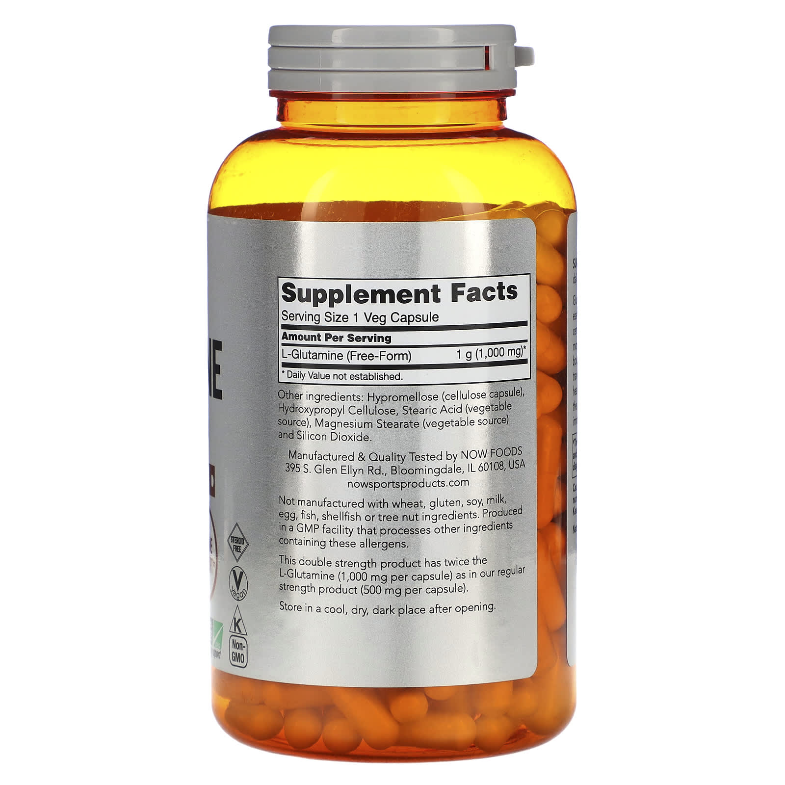 L-Glutamina - 1000mg, 240 vcaps, Now Foods