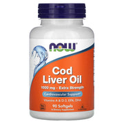Óleo de fígado de bacalhau - 1000 mg de força extra, 90 Softgels, Now Foods