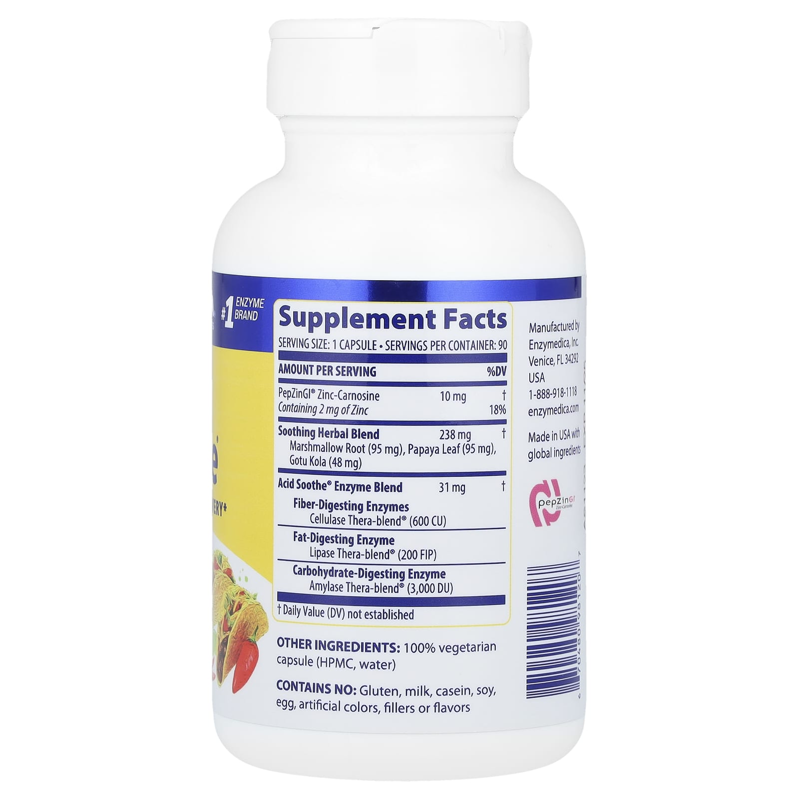 Acid Soothe - 90 cápsulas - Enzymedica
