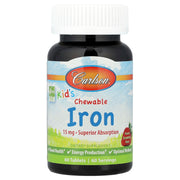 Ferro mastigável infantil, 15 mg, morango - 60 comprimidos - Carlson Labs