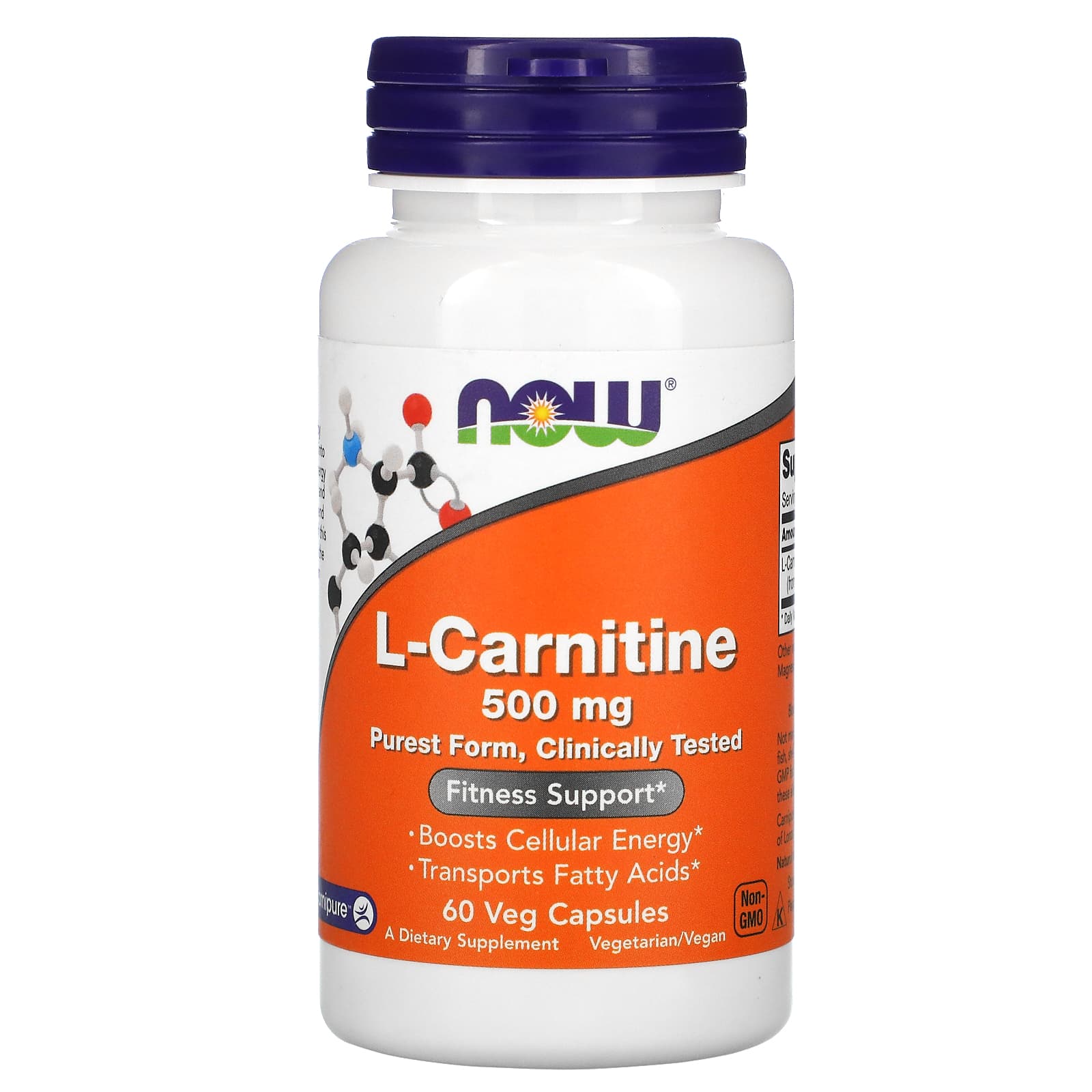 L-Carnitina - 500mg, 60 vcaps, Now Foods