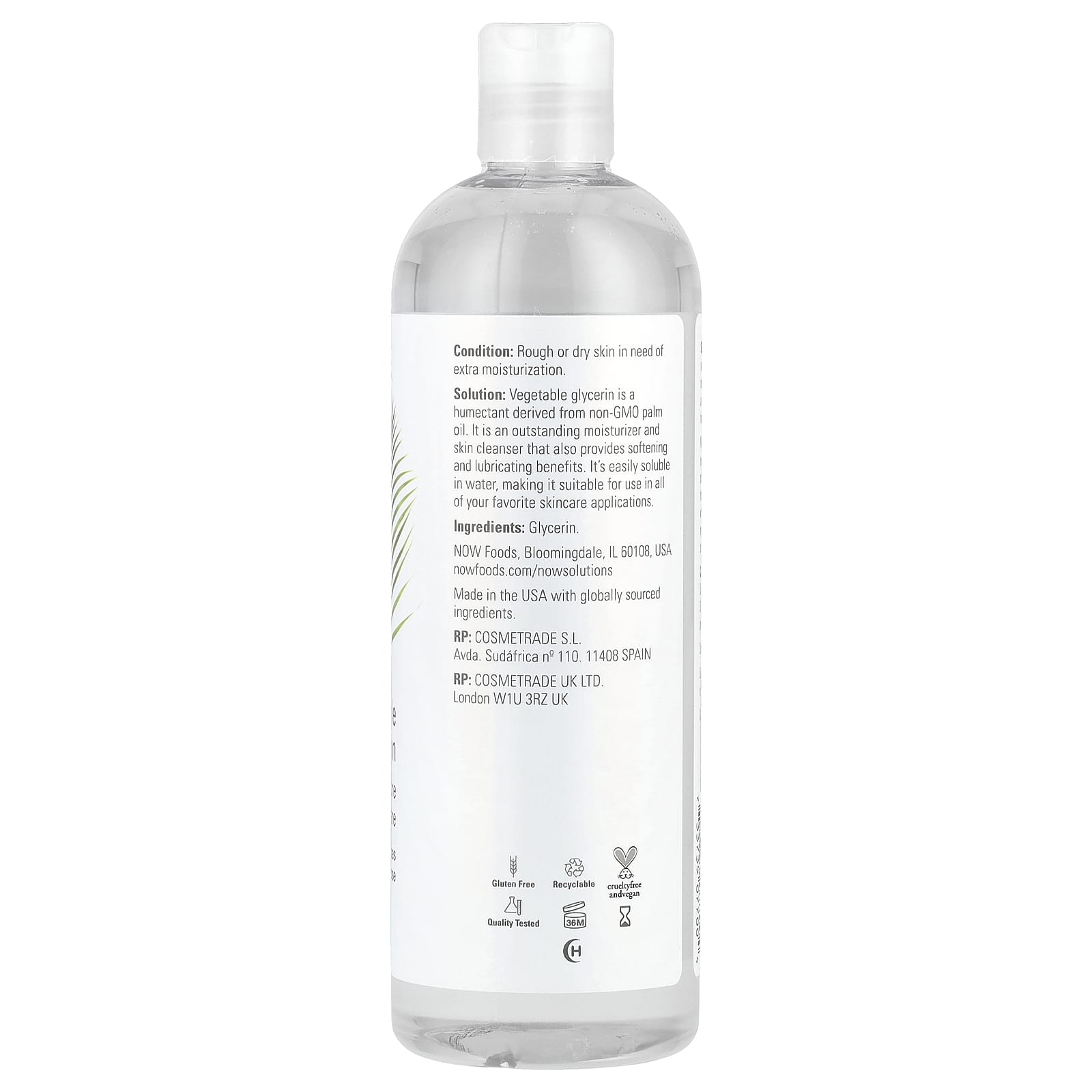 Glicerina Vegetal, 473 ml., Now Foods