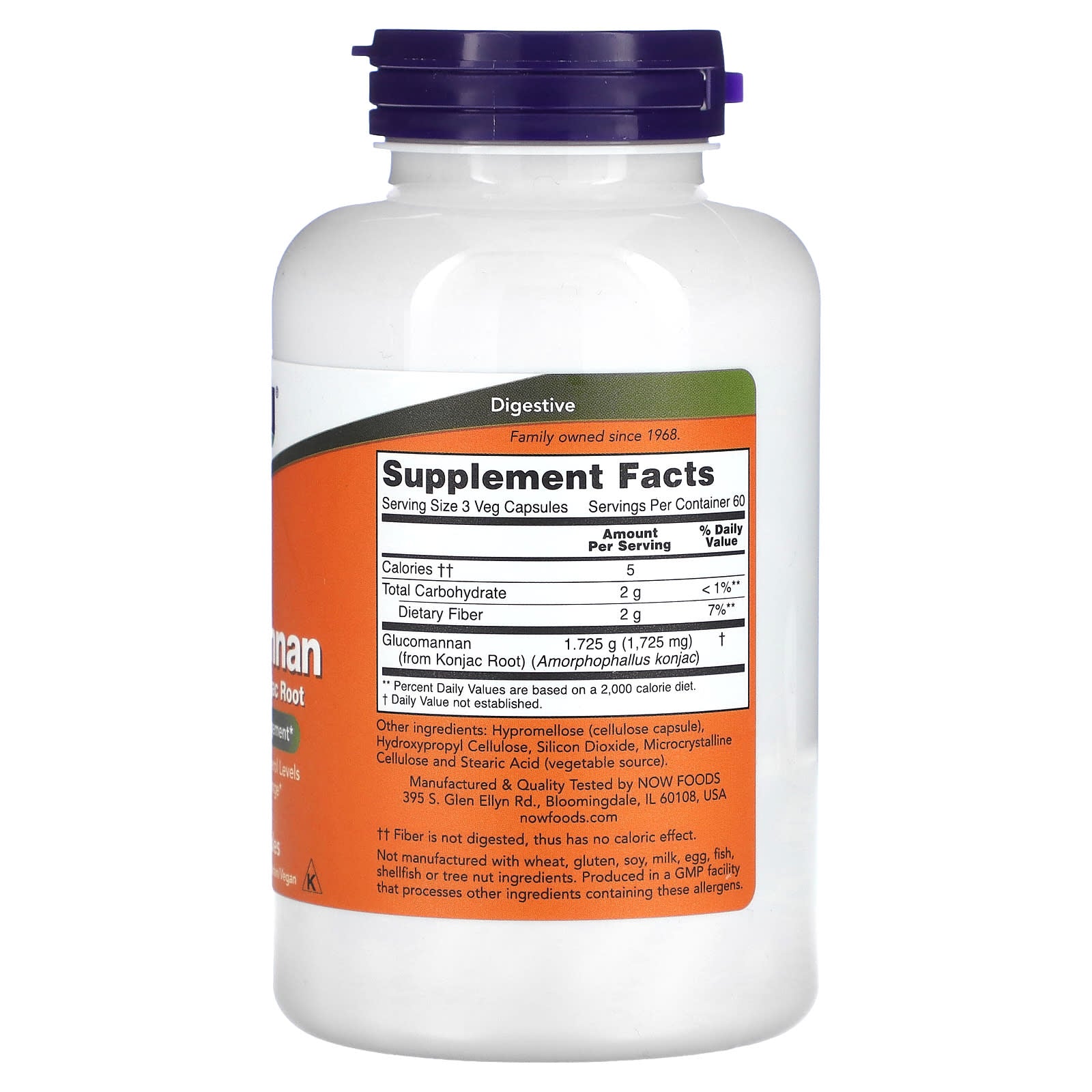 Glucomanano da raiz de Konjac - 575 mg, 180 caps, Now Foods