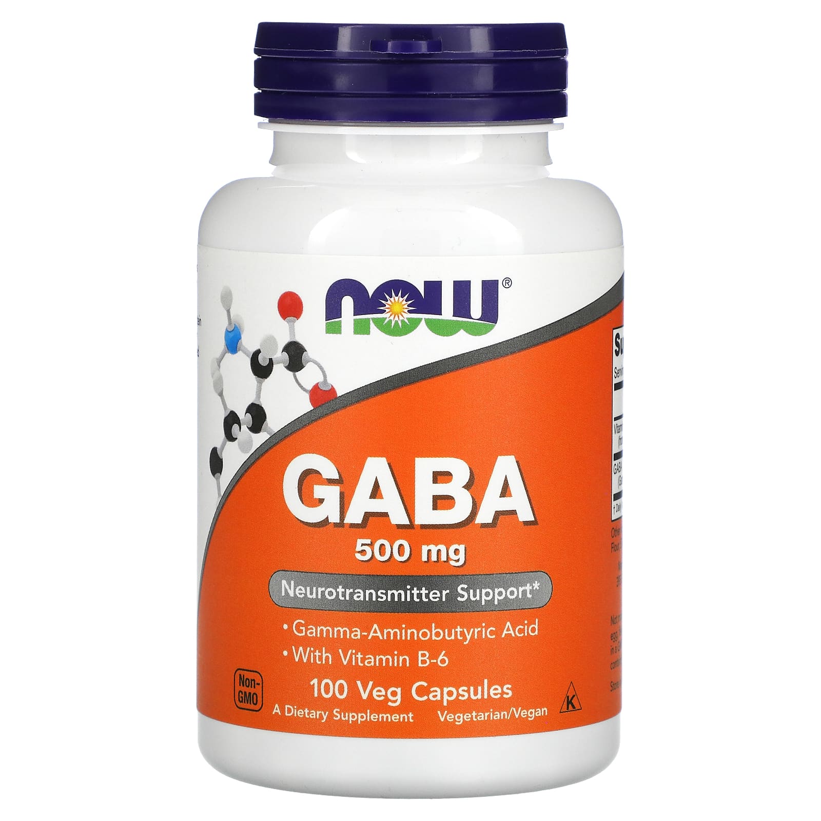 GABA com vitamina B6 - 500mg, 100 vcaps, Now Foods