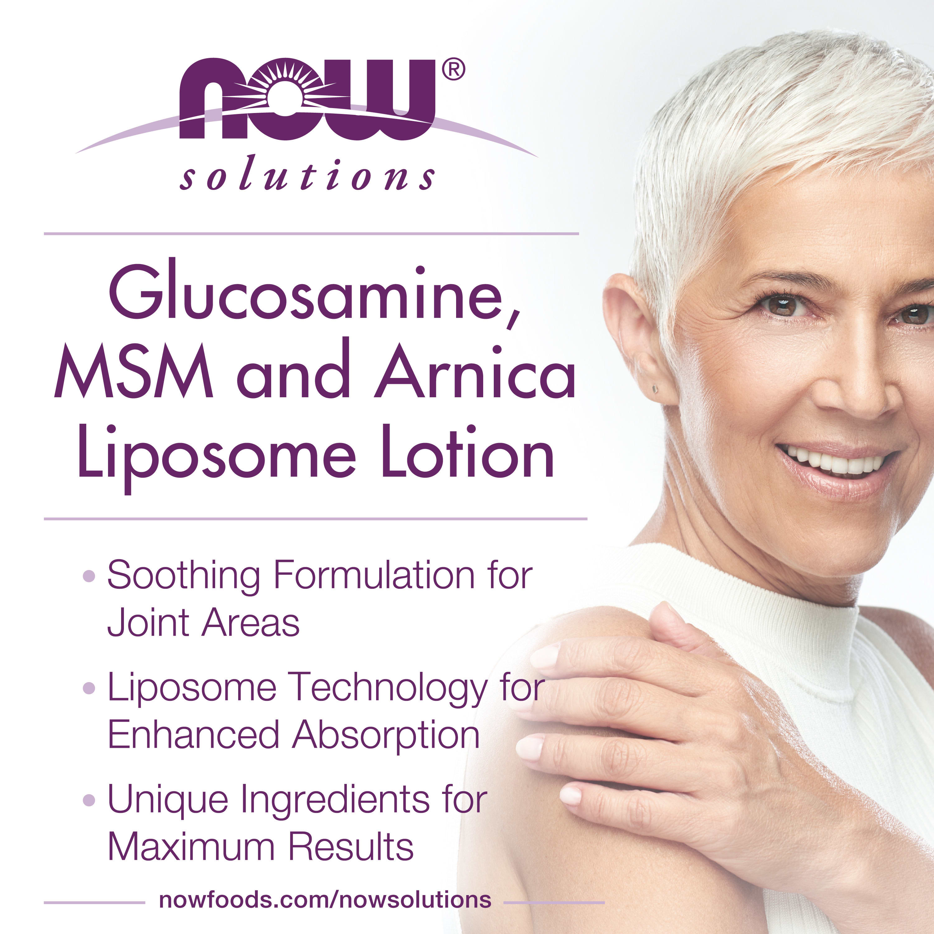 Loção Lipossomal de Glucosamina, MSM e Arnica, 237 ml., Now Foods