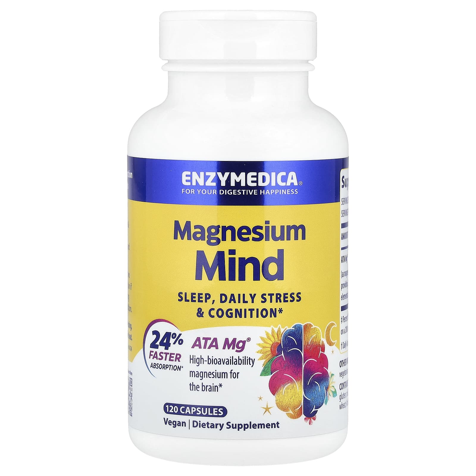 Magnésio Mental - 120 cápsulas - Enzymedica