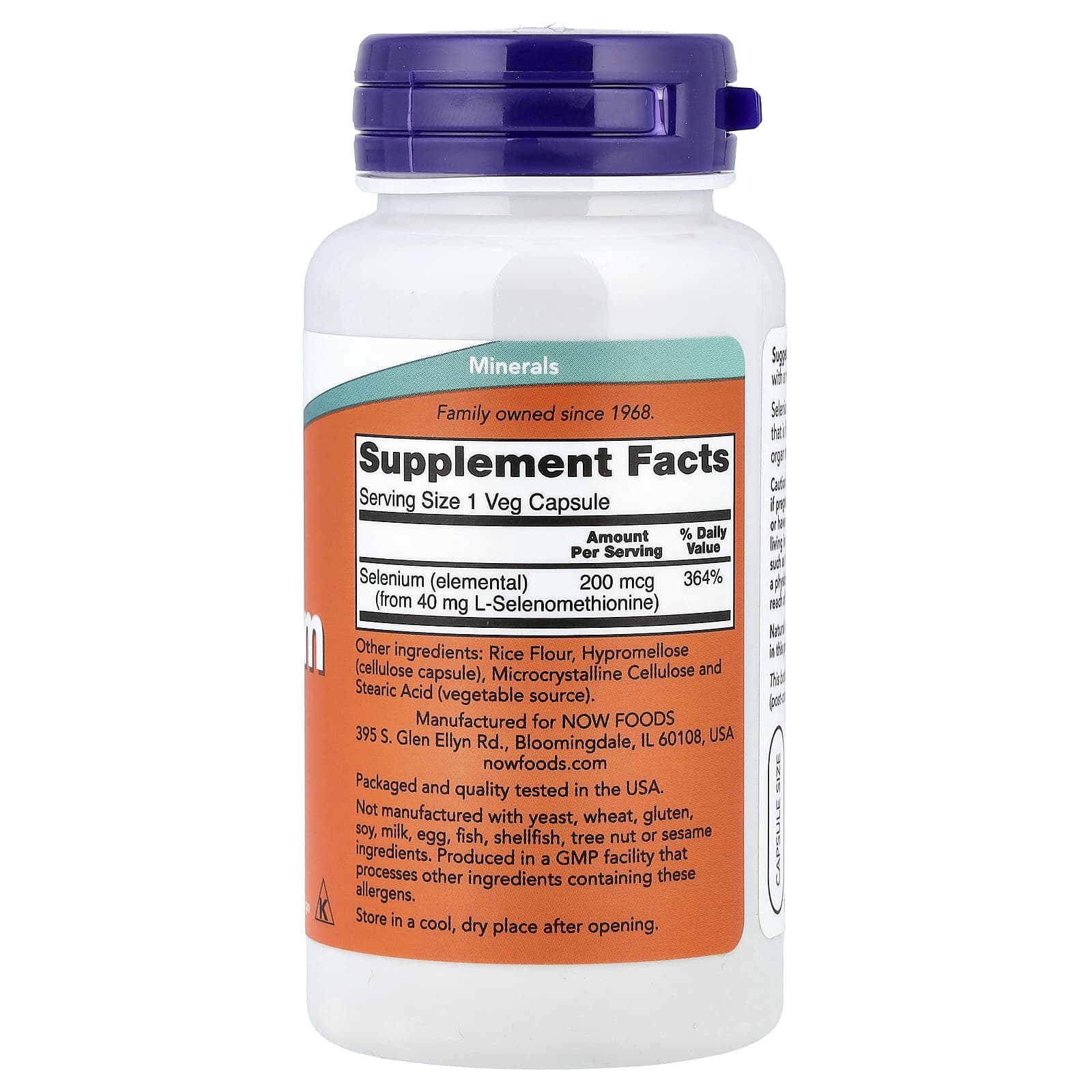 Selênio - 200mcg, 90 vcaps, Now Foods