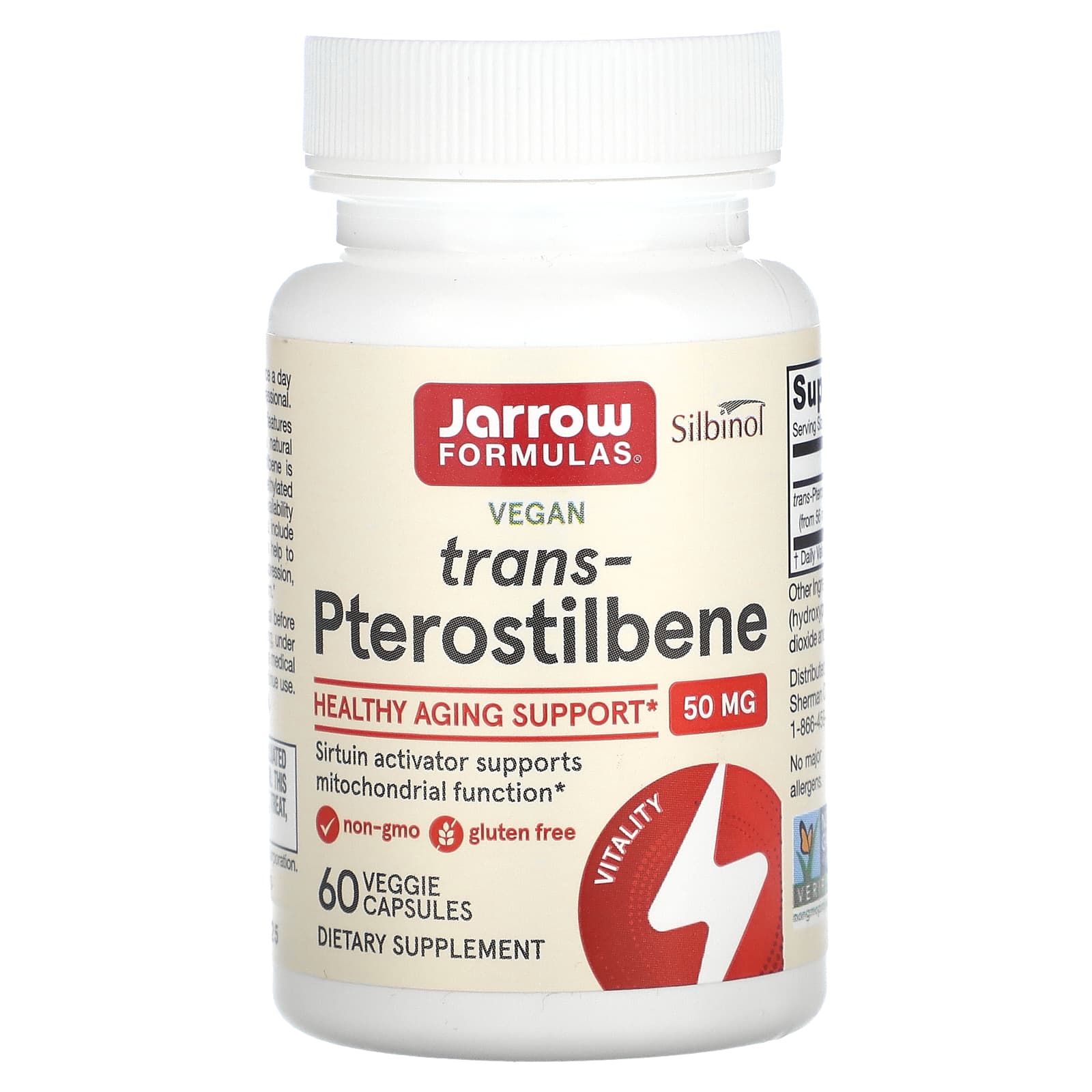 trans-Pterostilbeno, 50mg - 60 cápsulas vegetais, Jarrow Formulas
