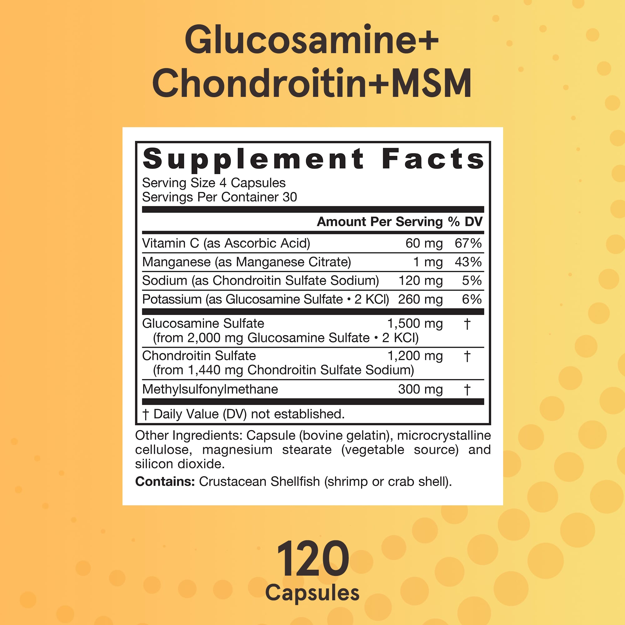 Glucosamina + Condroitina + MSM - 120 cápsulas, Jarrow Formulas