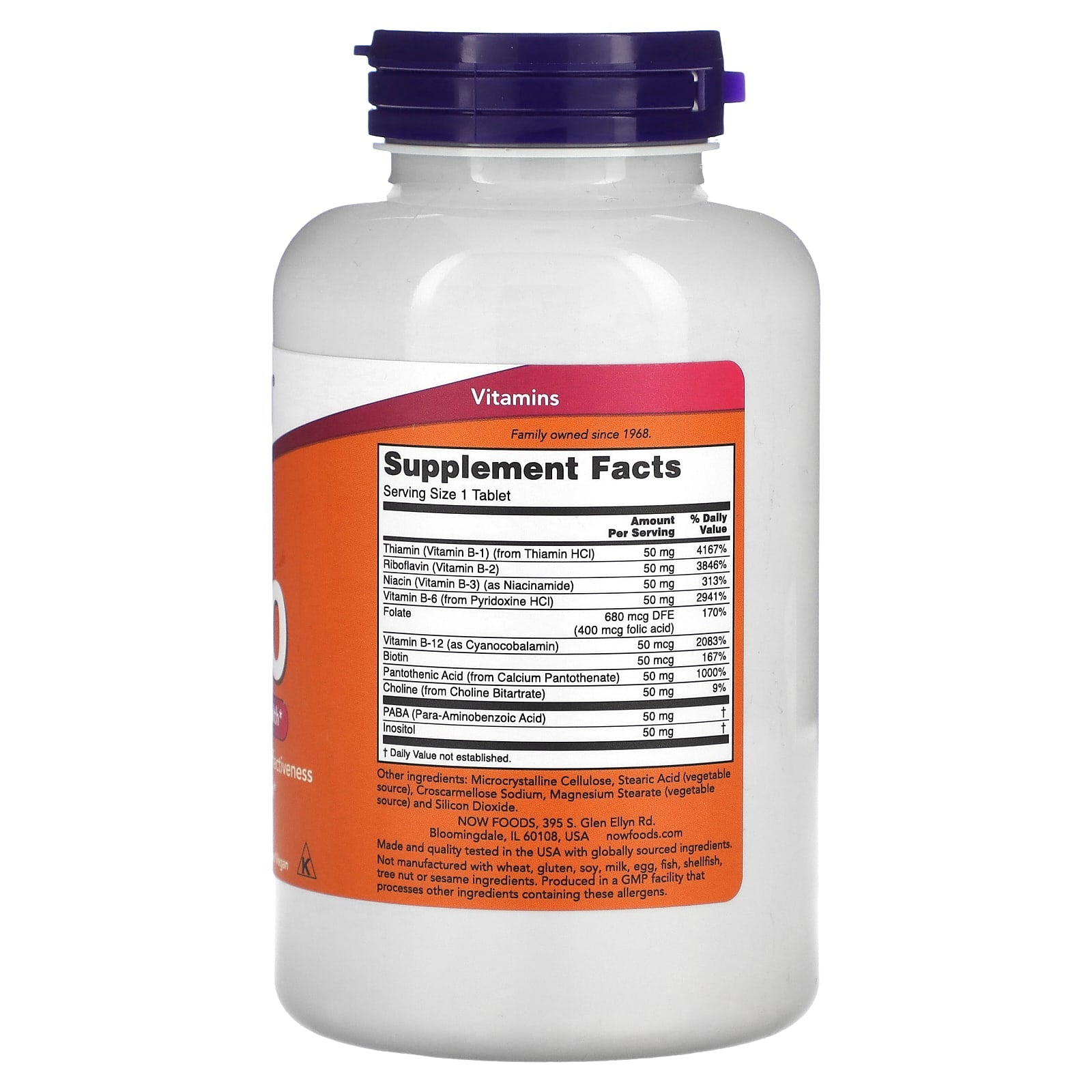 Vitamina B-50 - Vitamina B-50, 250 comprimidos, Now Foods