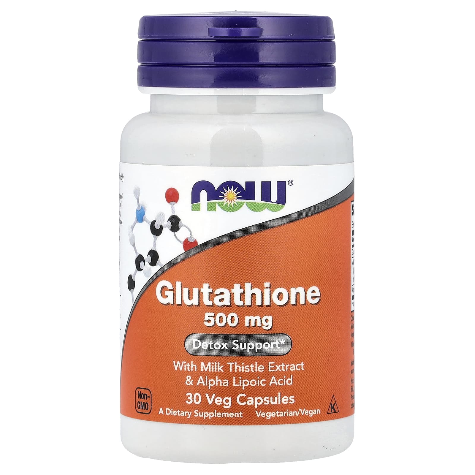 Glutationa com Extrato de Cardo Mariano e Ácido Alfa Lipóico - 500mg, 30 vcaps, Now Foods
