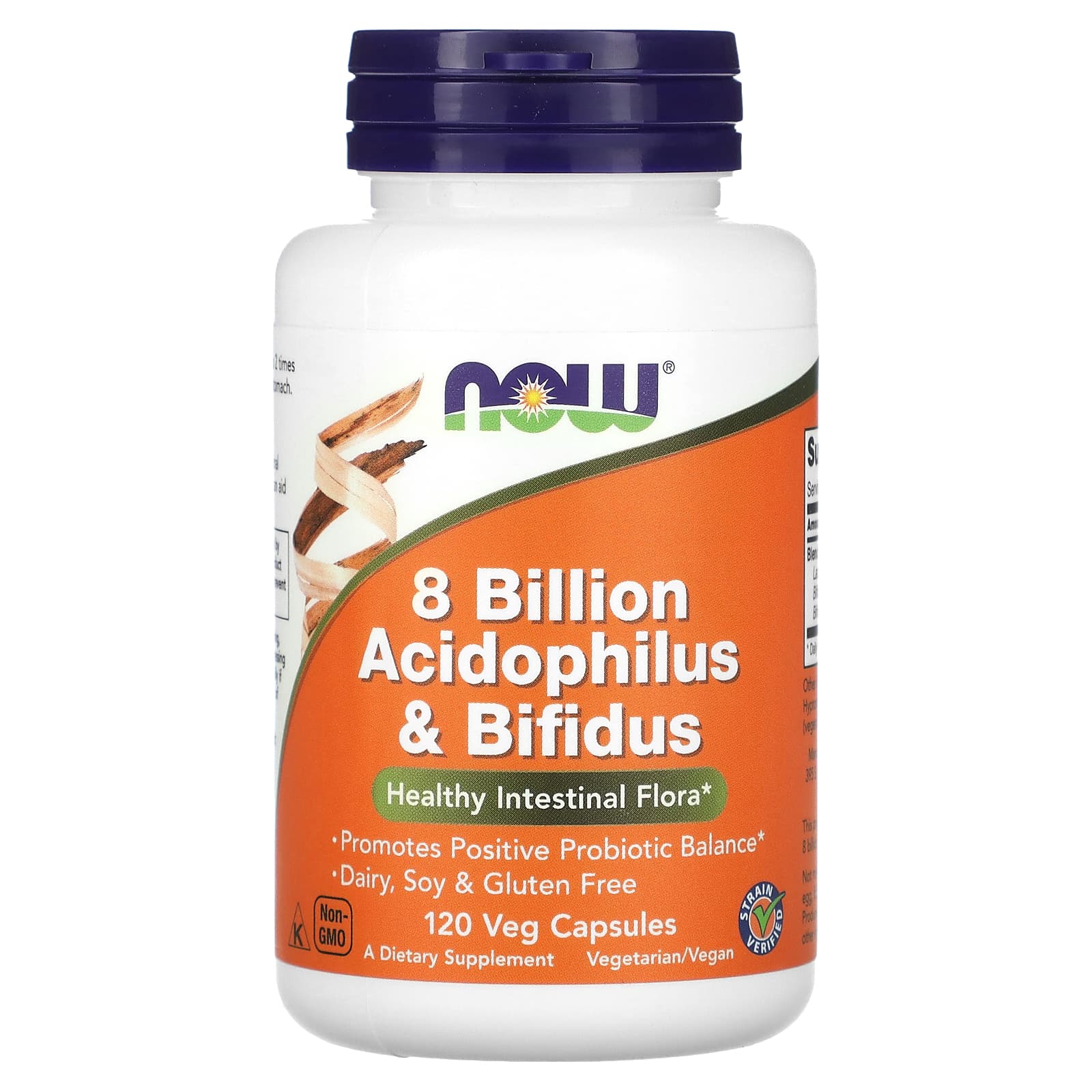 8 bilhões de acidófilos e bífidos, 120 vcaps, Now Foods