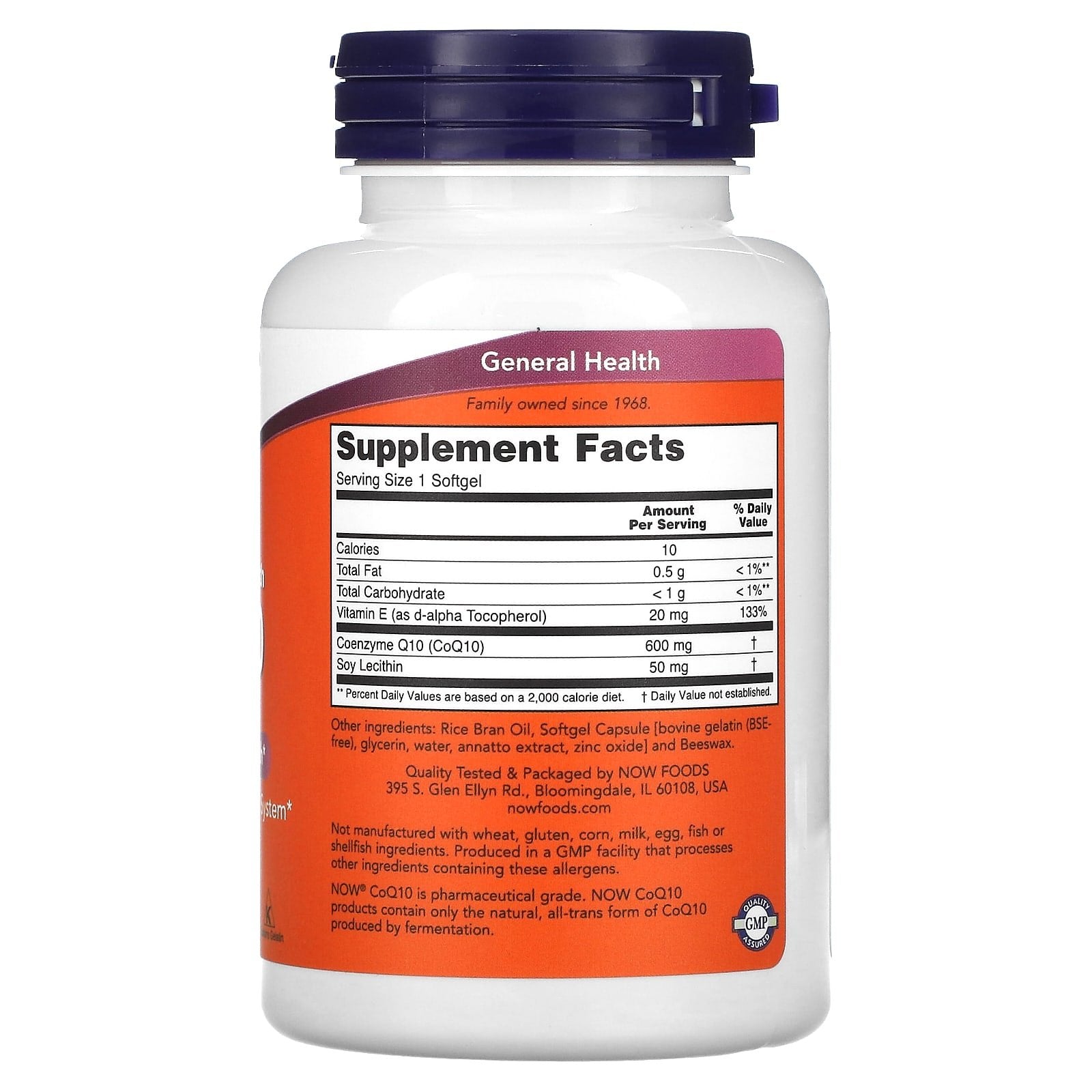 CoQ10 com Lecitina e Vitamina E - 600mg, 60 softgels, Now Foods
