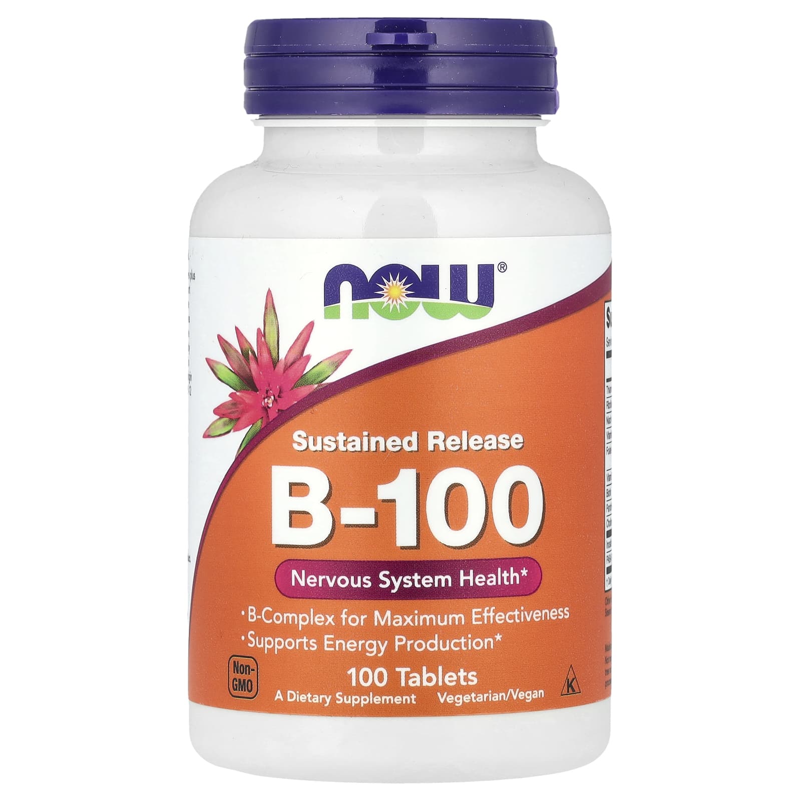 Vitamina B-100 de liberação sustentada, 100 comprimidos, Now Foods