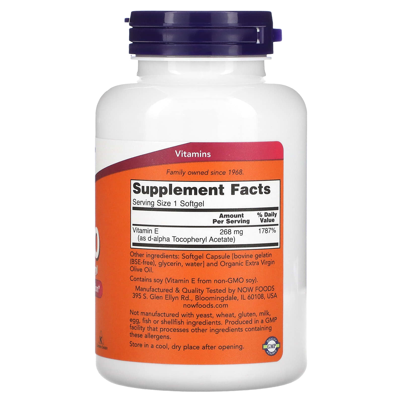 Vitamina E-400 - Natural, 250 softgels, Now Foods