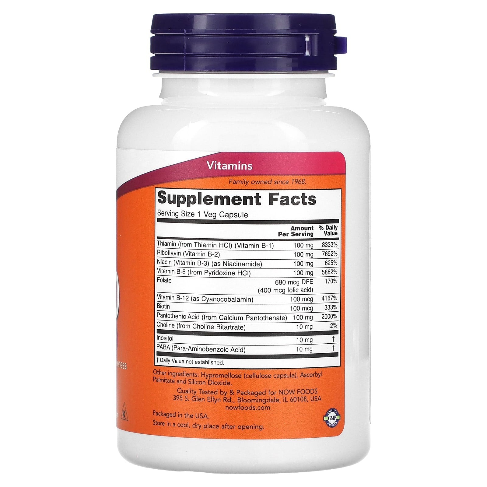 Vitamina B-100 - Vitamina B-100, 100 vcaps, Now Foods