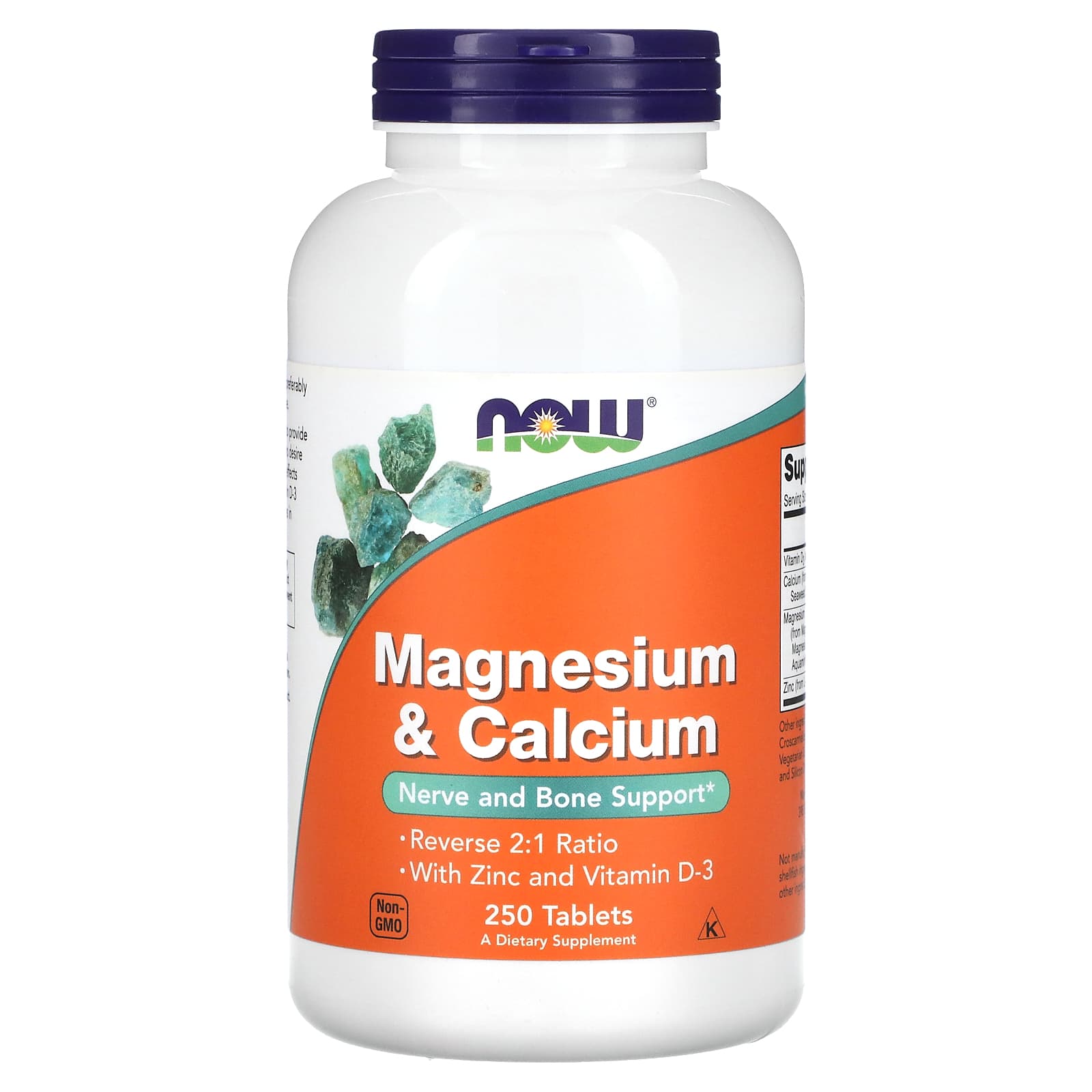 Magnésio e Cálcio com Zinco e Vitamina D3, 250 comprimidos, Now Foods