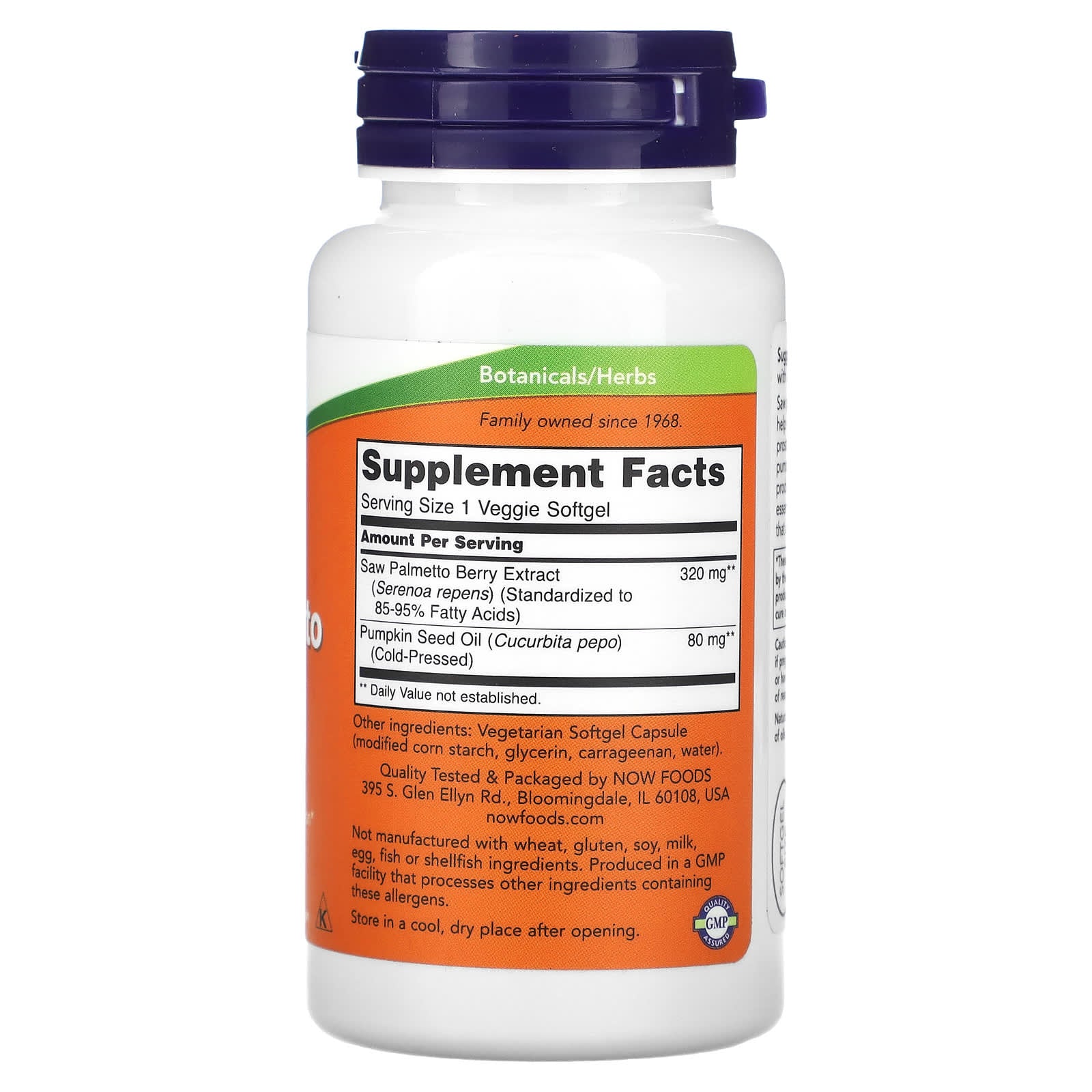 Extrato de Saw Palmetto com óleo de semente de abóbora, 320 mg, 90 veggie softgels, Now Foods
