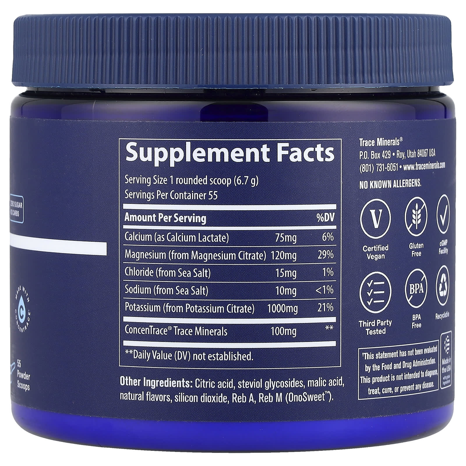 Pó de eletrólito cetogênico, limão e lima, 369 g (13 oz), Trace Minerals Research