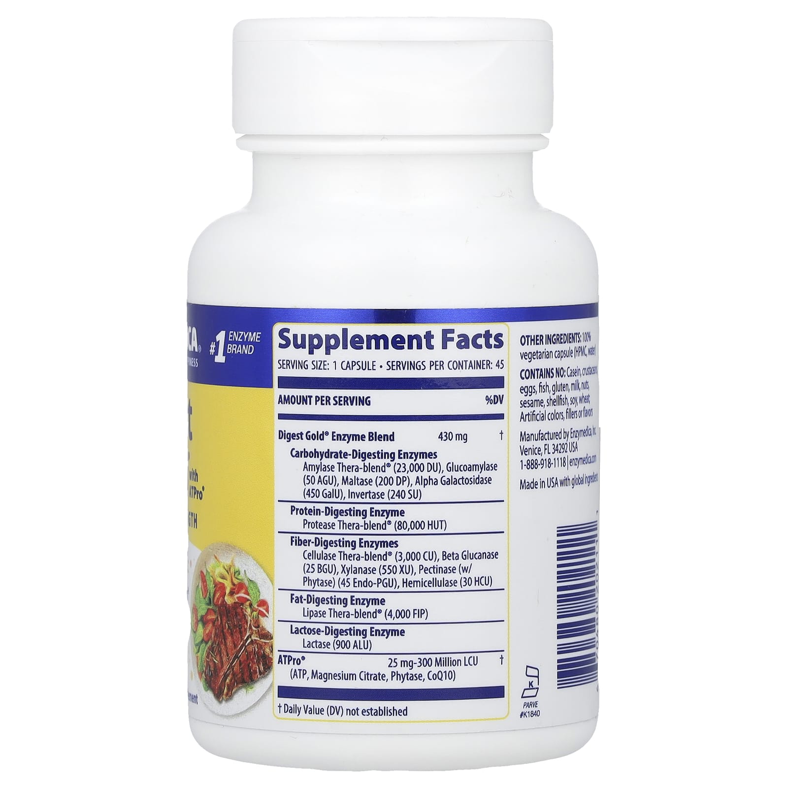 Digest Gold com ATPro - 45 cápsulas - Enzymedica