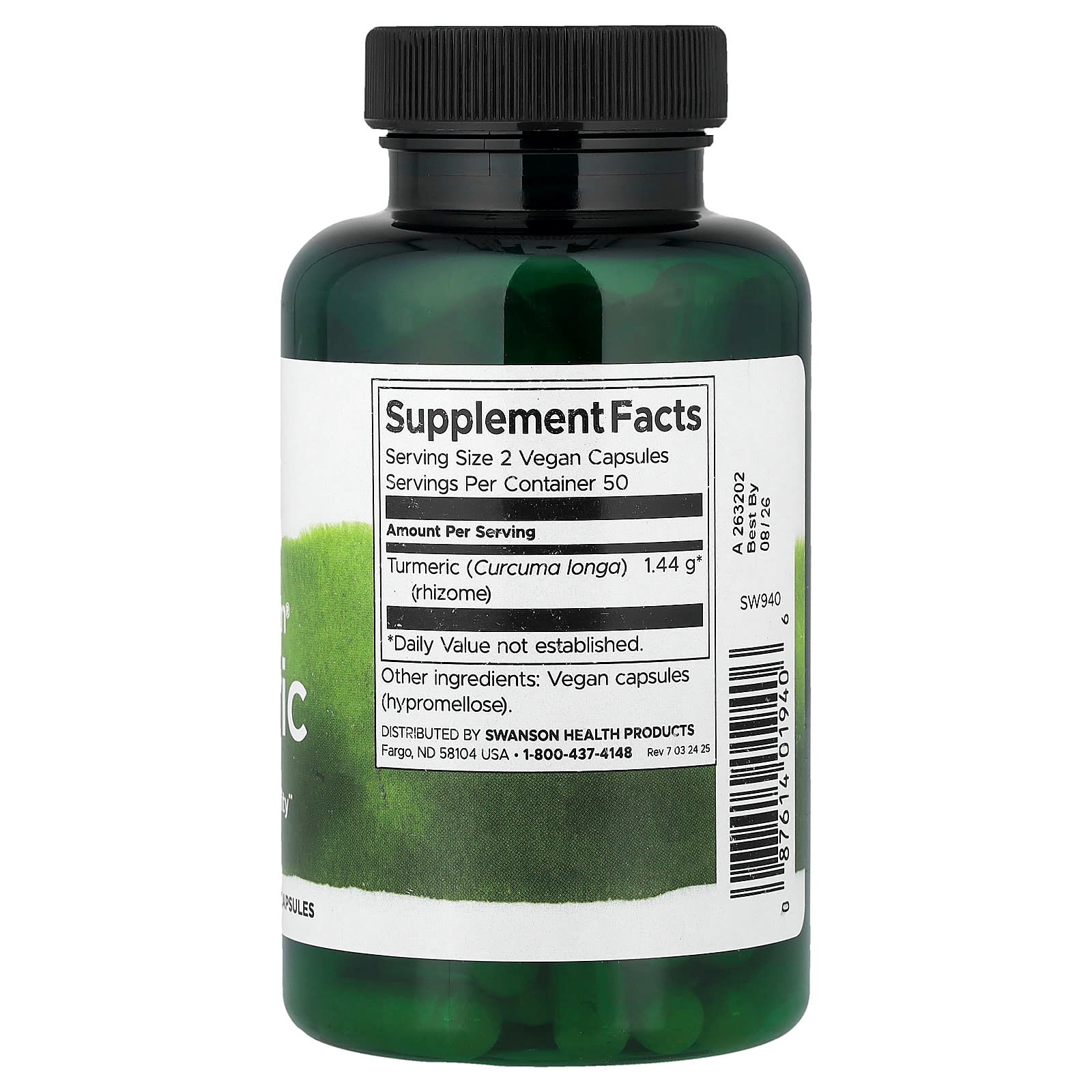 Cúrcuma de espectro completo, 720 mg, 100 cápsulas, Swanson