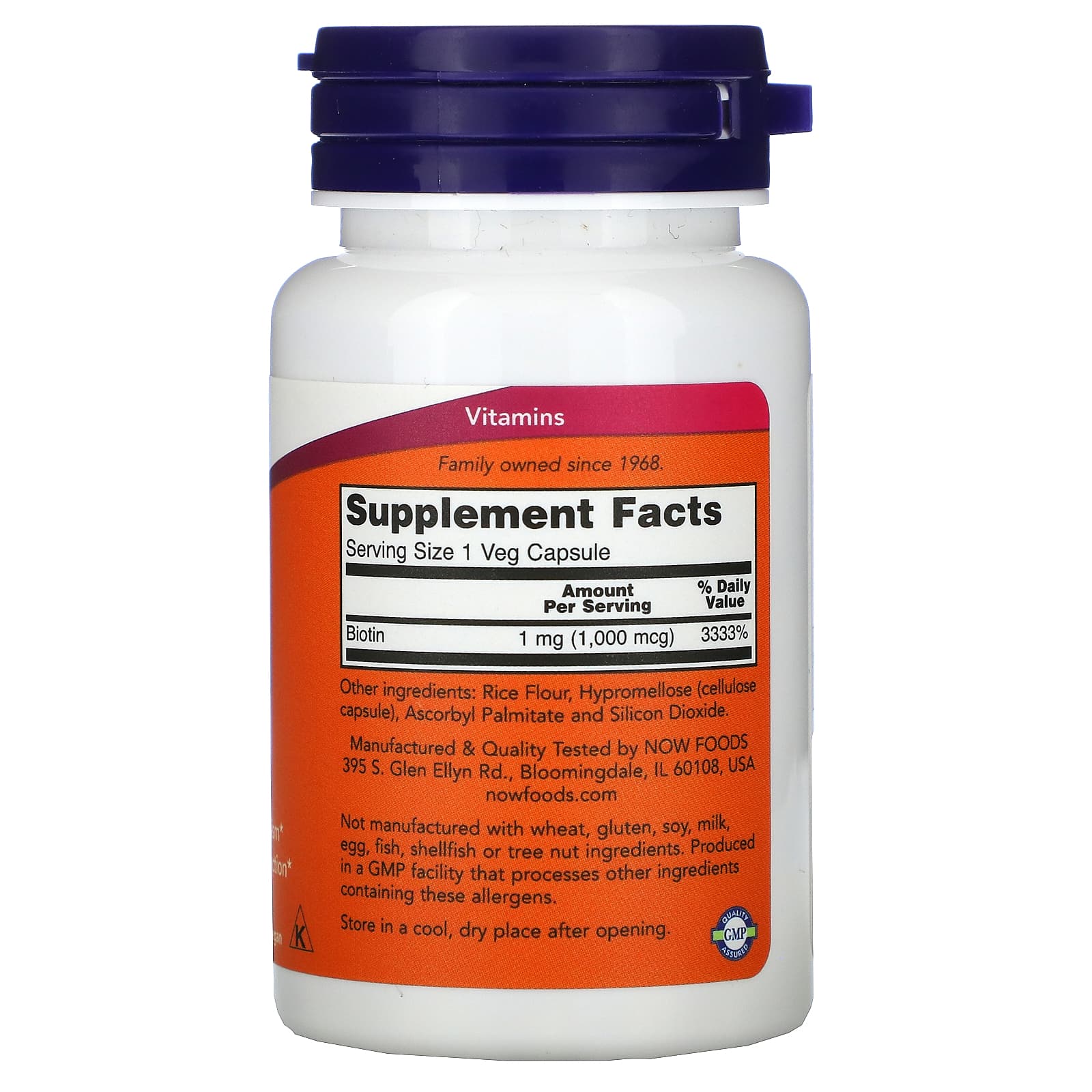 Biotina - 1000mcg, 100 vcaps, Now Foods