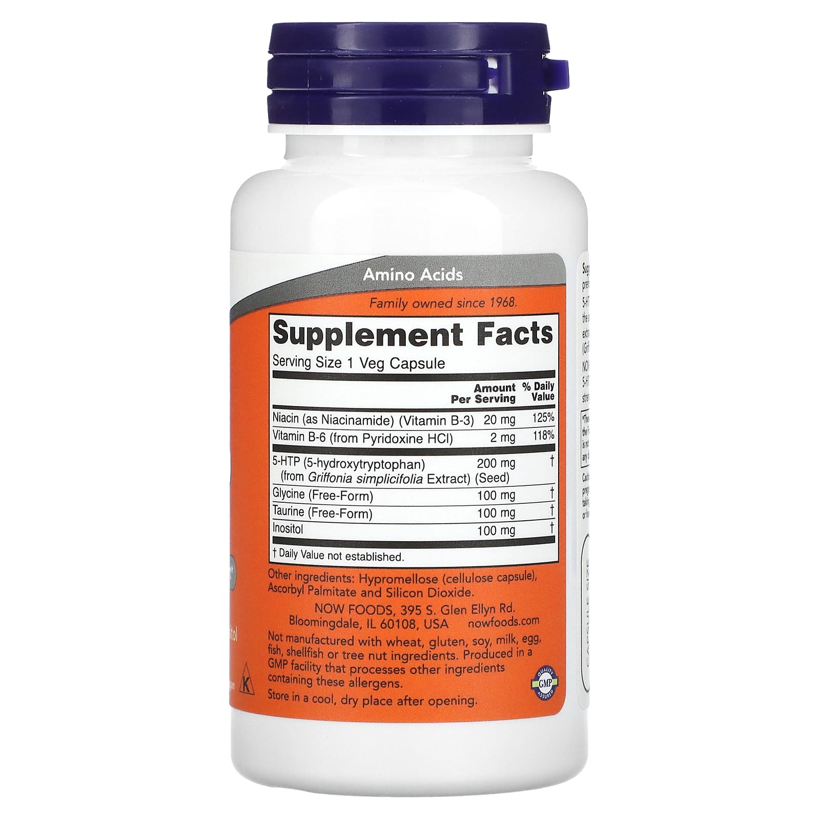 5-HTP Dupla Força 200 mg, 60 Cápsulas Vegetarianas, Now Foods