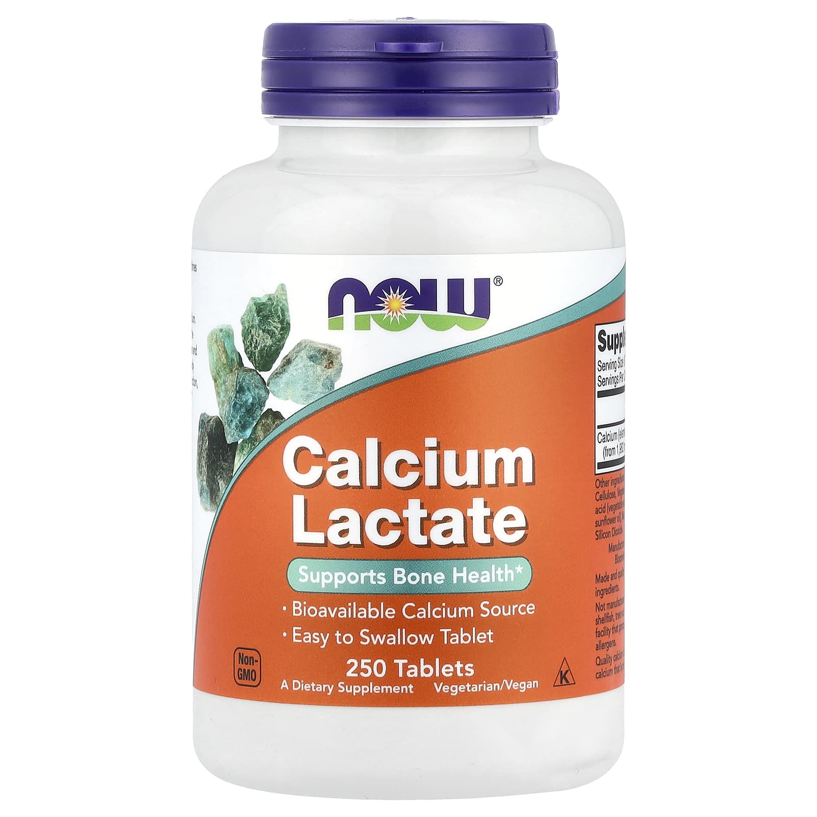 Lactato de cálcio, 250 comprimidos, Now Foods
