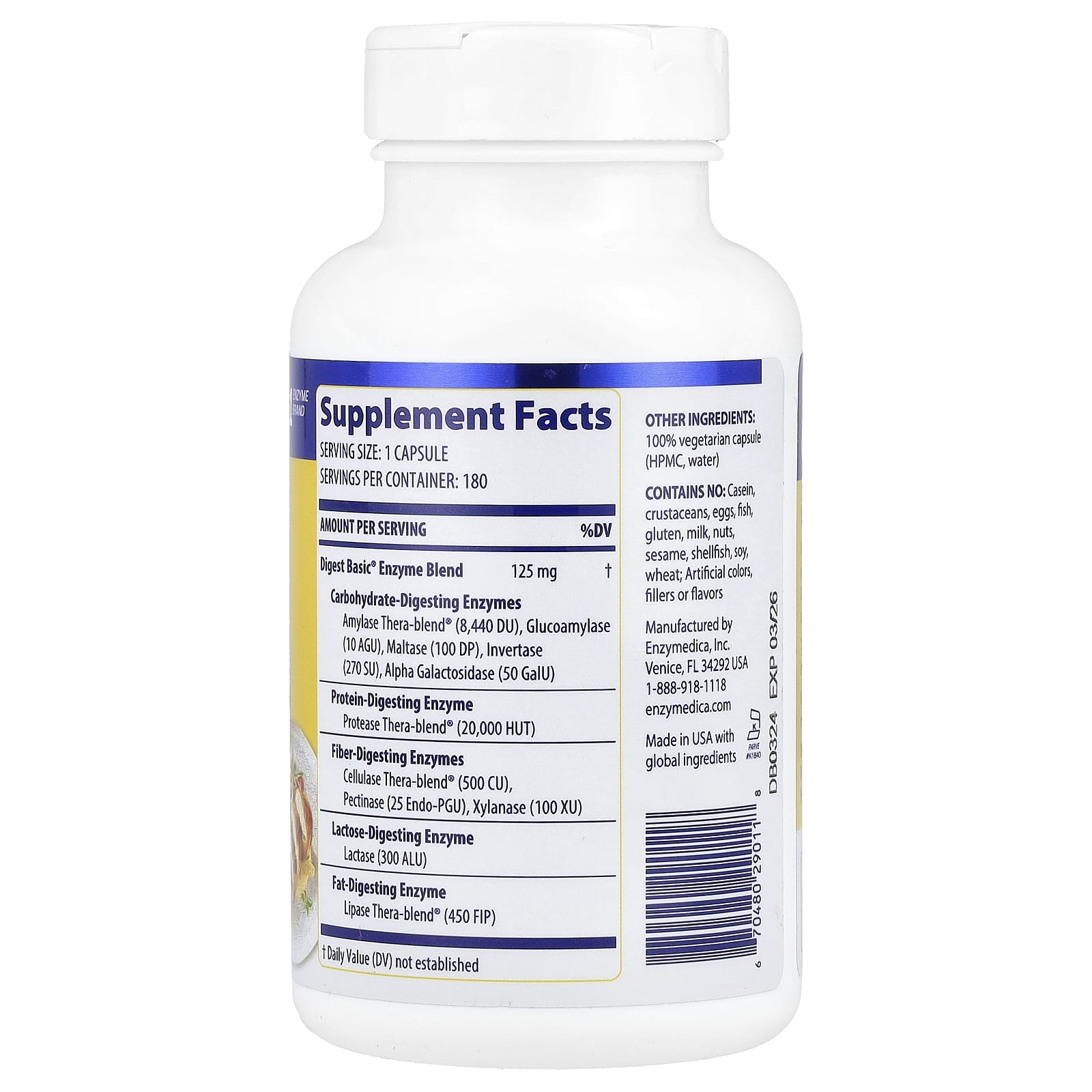 Digest Basic - 180 cápsulas - Enzymedica