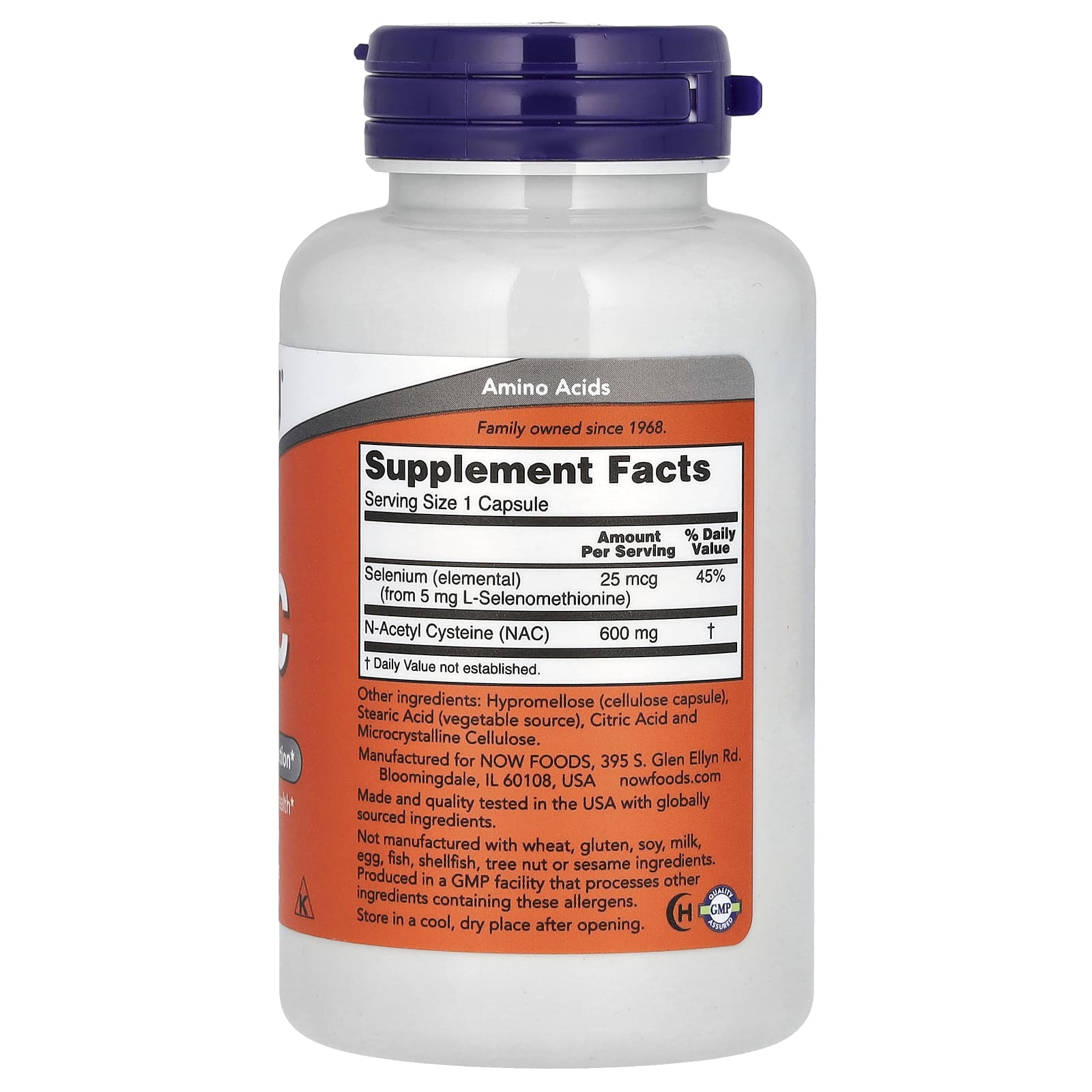 NAC com Selênio - 600mg, 100 caps, Now Foods