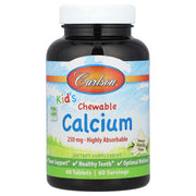 Cálcio mastigável infantil, 250 mg, baunilha natural - 60 comprimidos - Carlson Labs