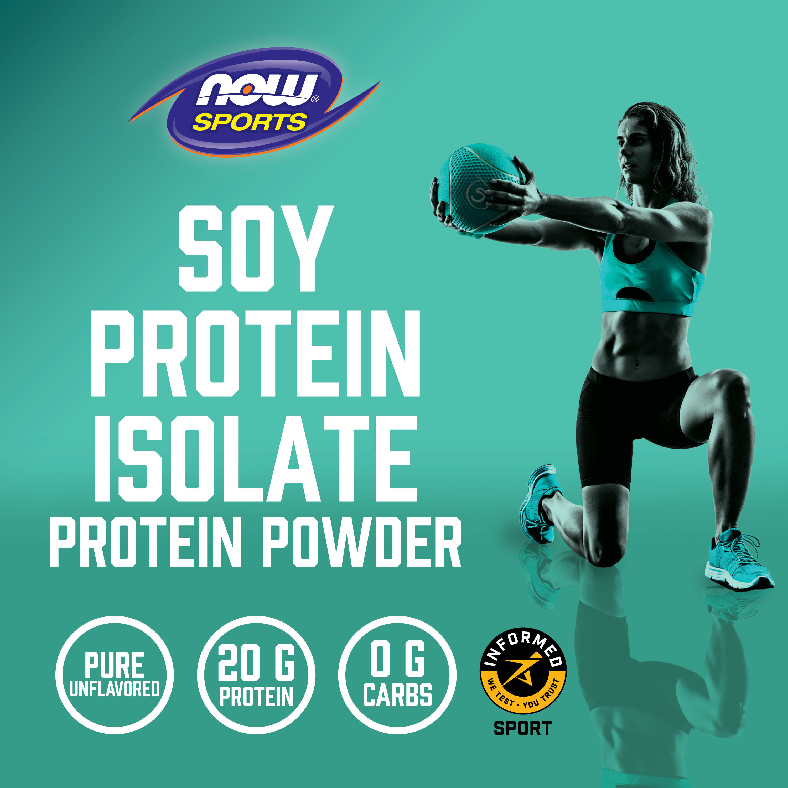 Proteína isolada de soja, sem sabor, 544 gramas, Now Foods
