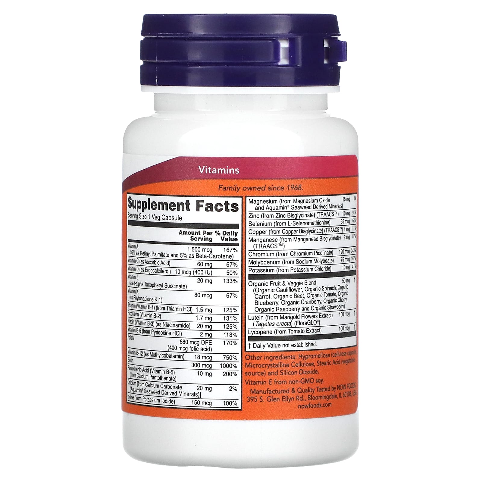 Daily Vits, Multivitamínico e Mineral, 30 Cápsulas, Now Foods