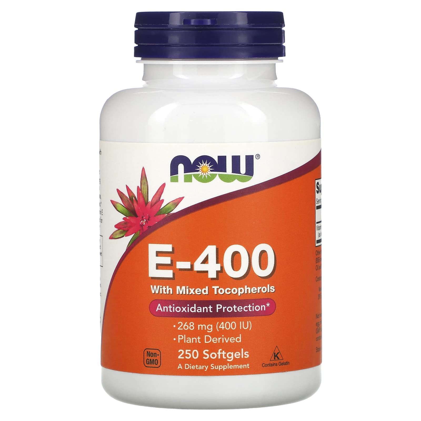 Vitamina E-400 - Natural (Tocoferóis Mistos), 250 softgels, Now Foods