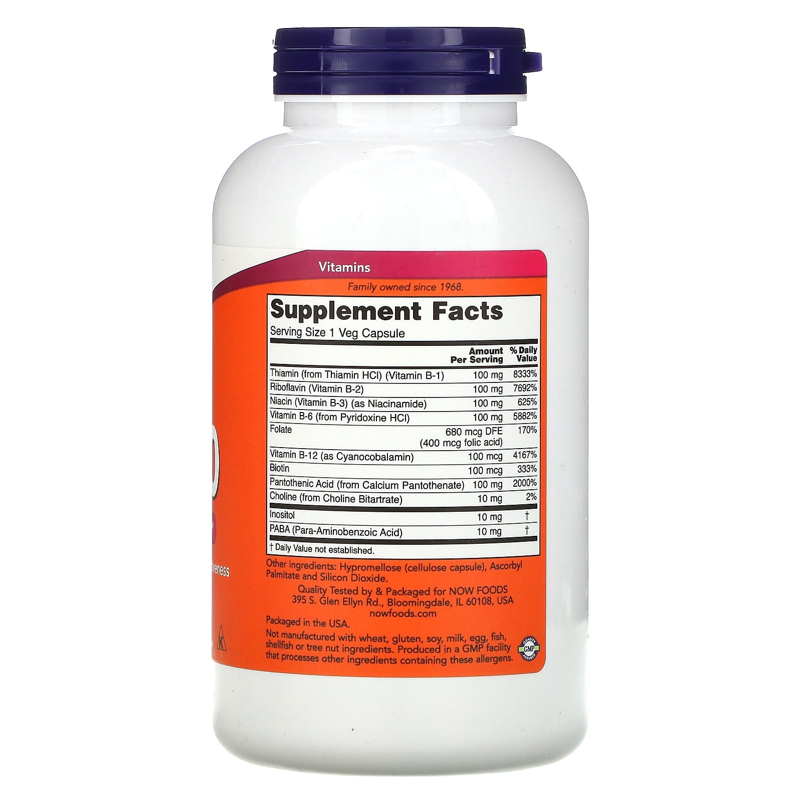 Vitamina B-100 - Vitamina B-100, 250 vcaps, Now Foods