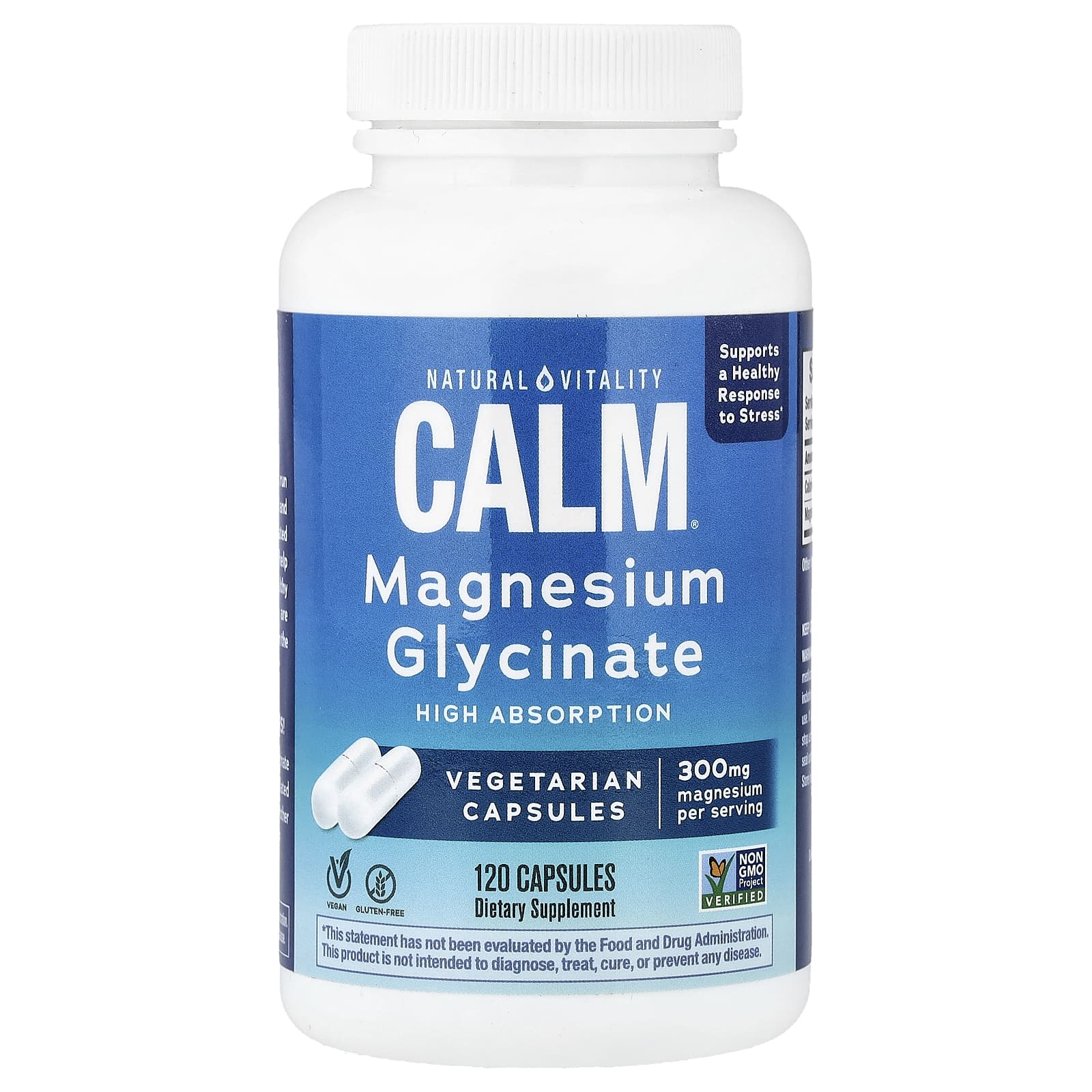 Glicinato de Magnésio Calmante, Glicinato de Magnésio Calmante - 120 cápsulas - Natural Vitality