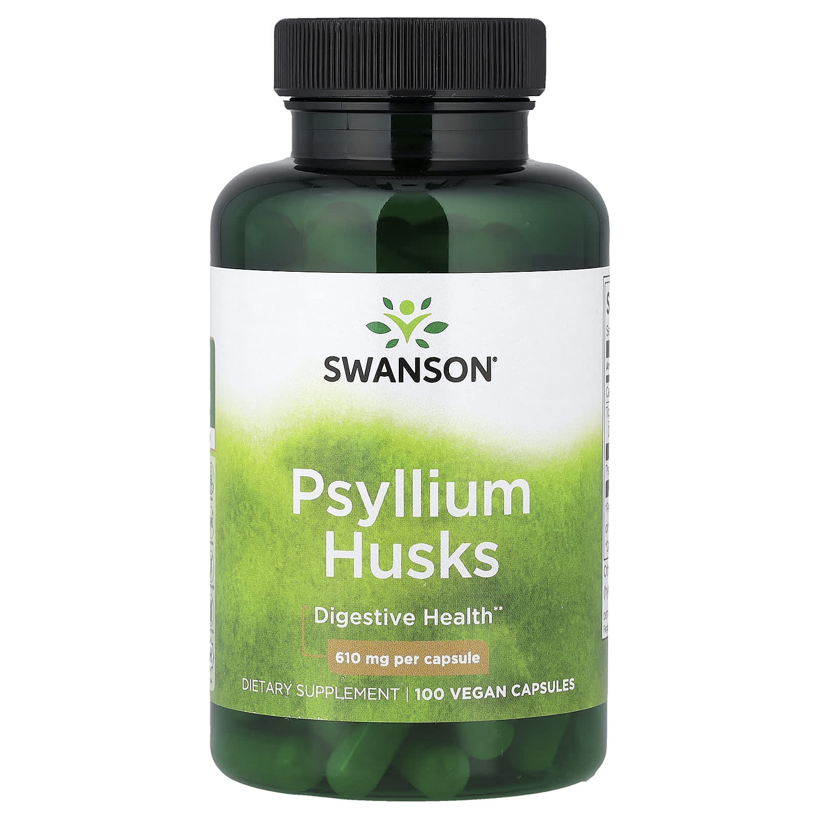 Cascas de Psyllium, 610 mg, 100 Cápsulas Veganas, Swanson