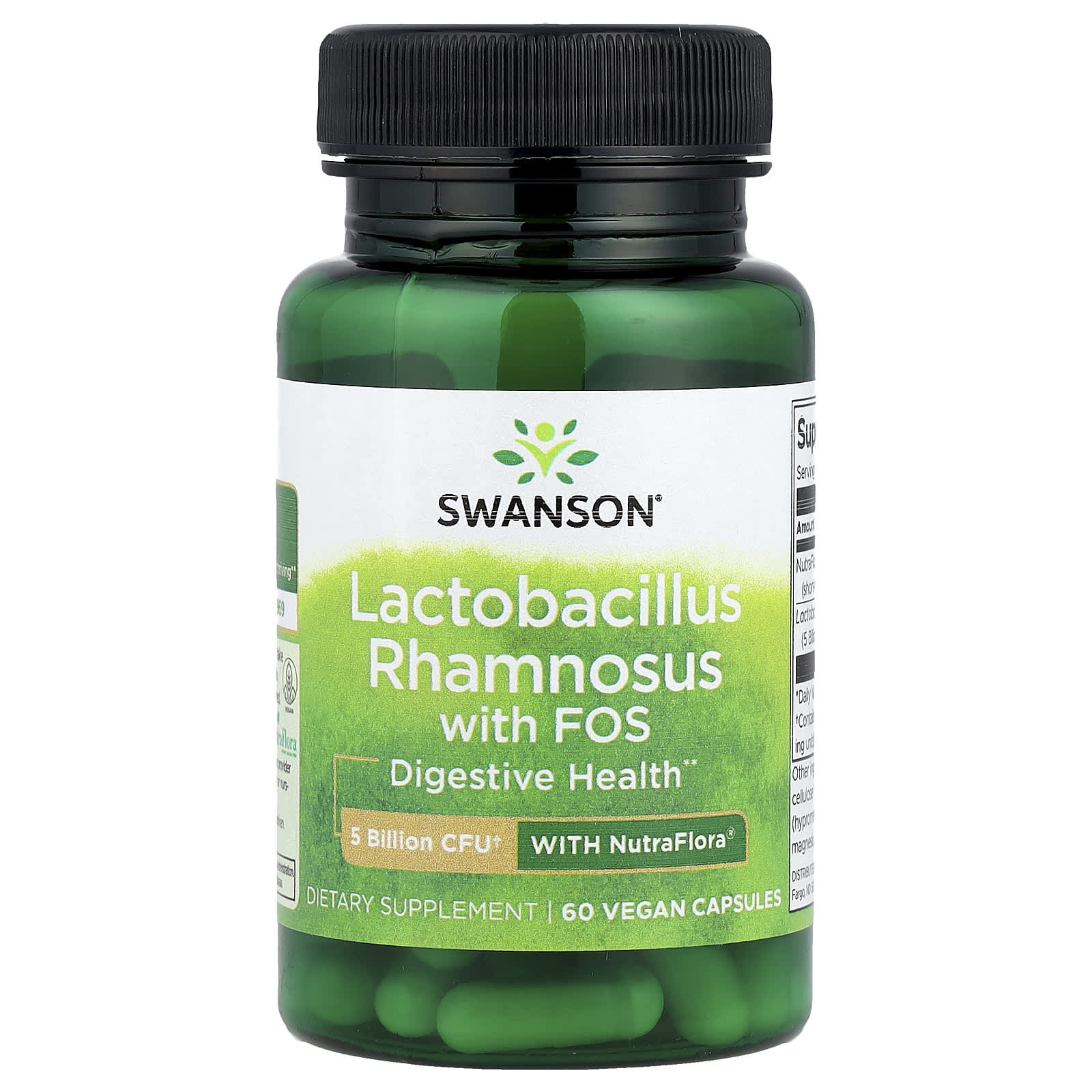 Probiótico Lactobacillus Rhamnosus com FOS, 60 Cápsulas, Swanson