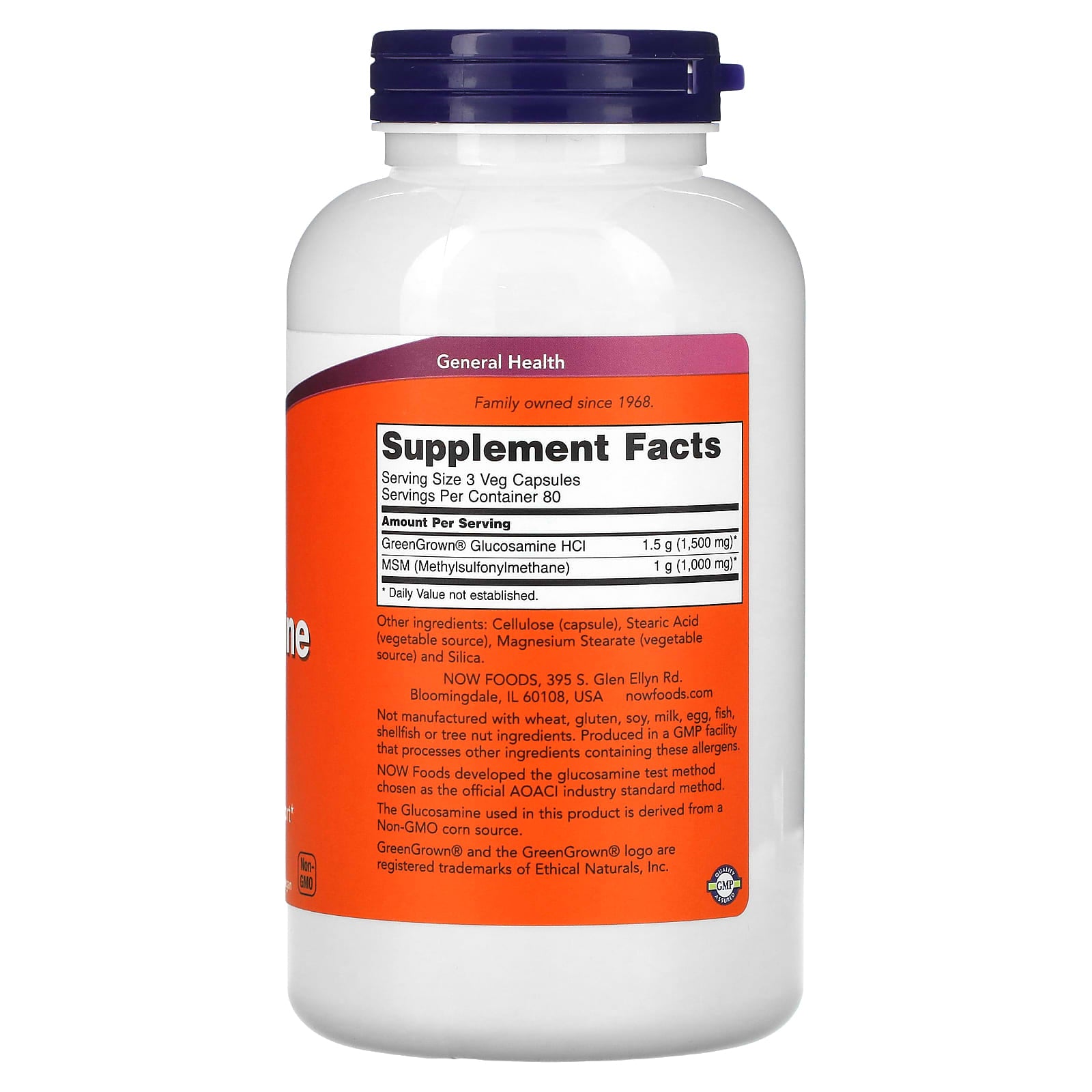 Glucosamina e MSM Vegetariano, 240 vcaps, Now Foods