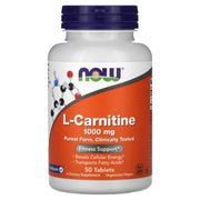 L-Carnitina - 1000mg, 50 comprimidos, Now Foods
