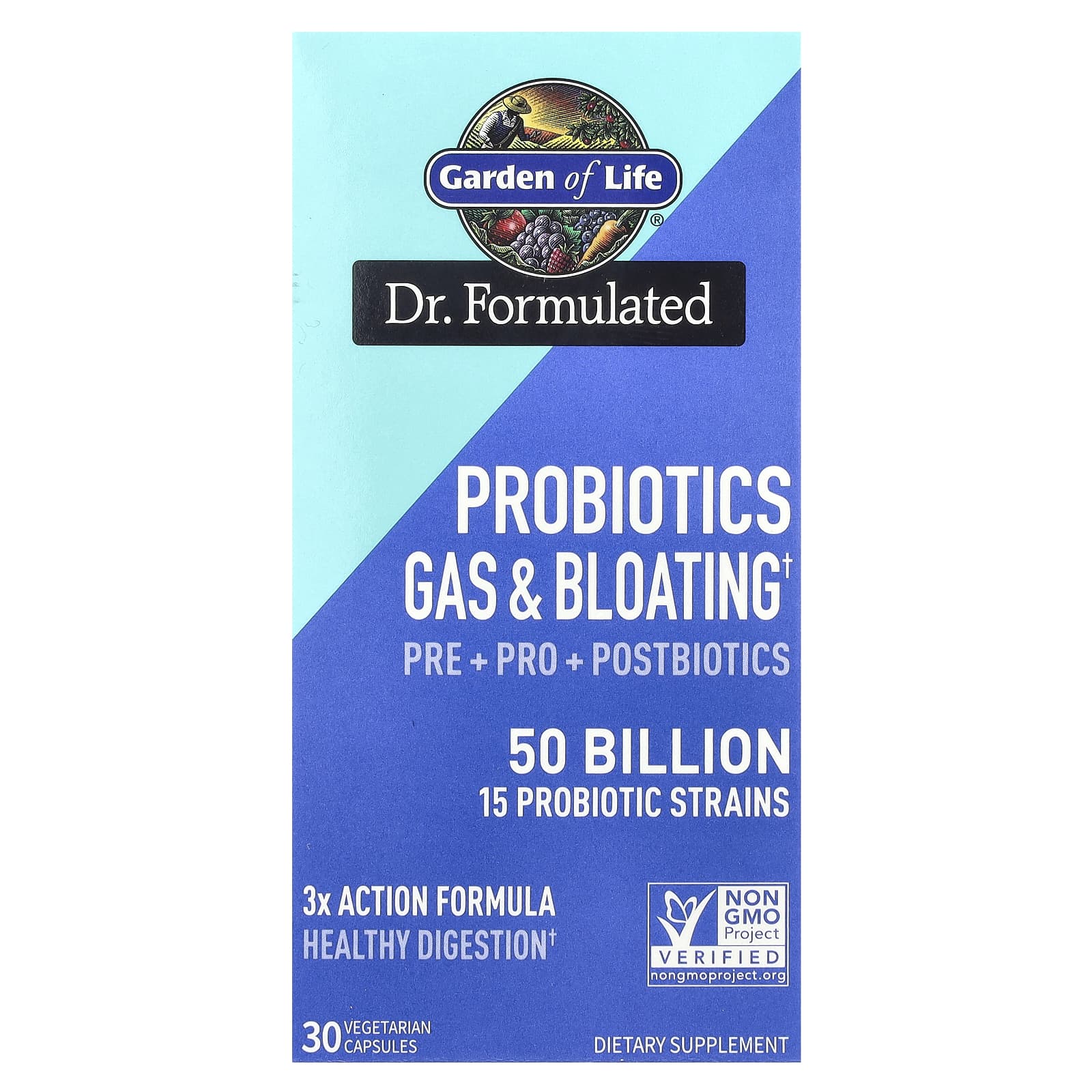 Probióticos Dr. Formulados para Gases e Inchaço - 30 cápsulas vegetais, Garden of Life