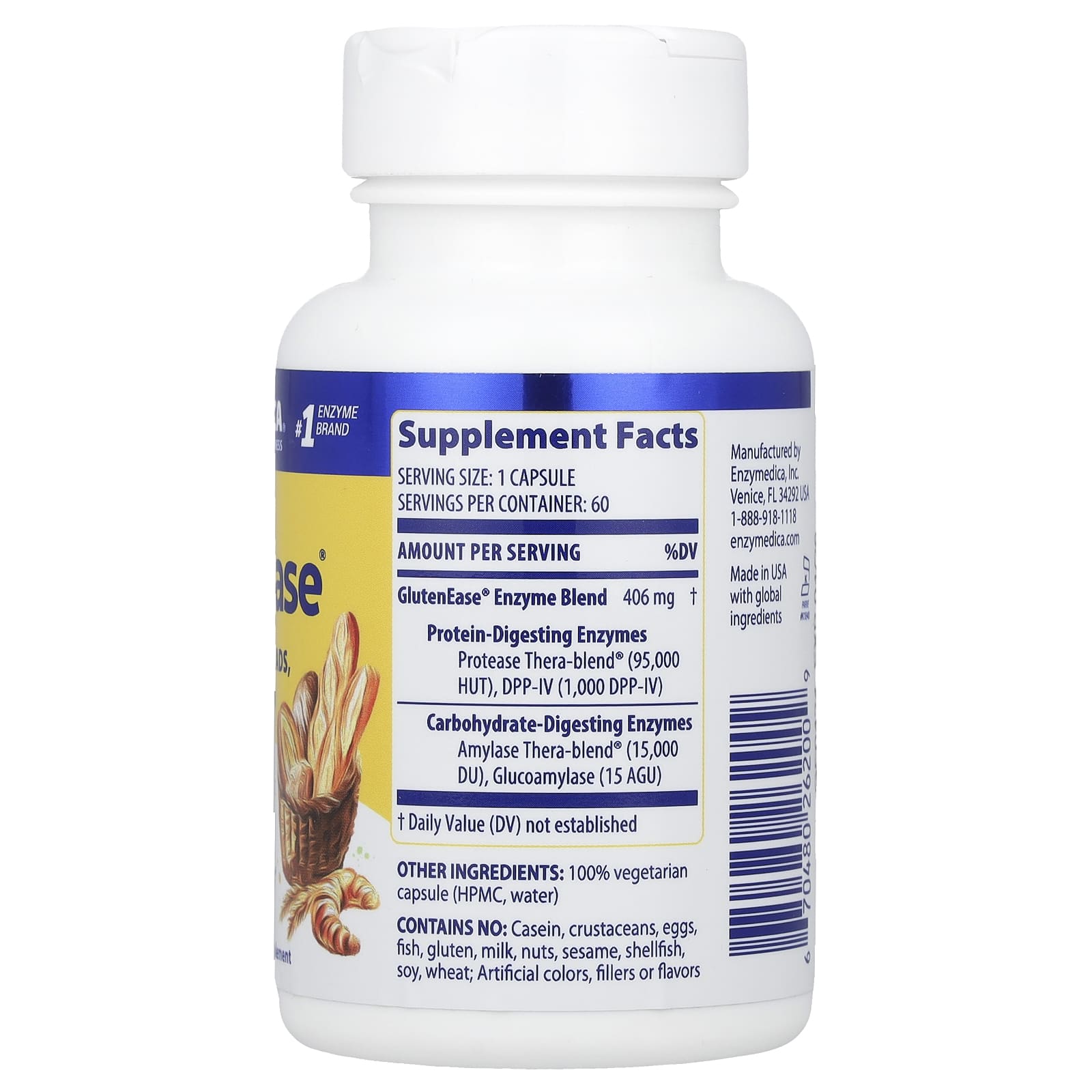 GlutenEase - 60 cápsulas - Enzymedica